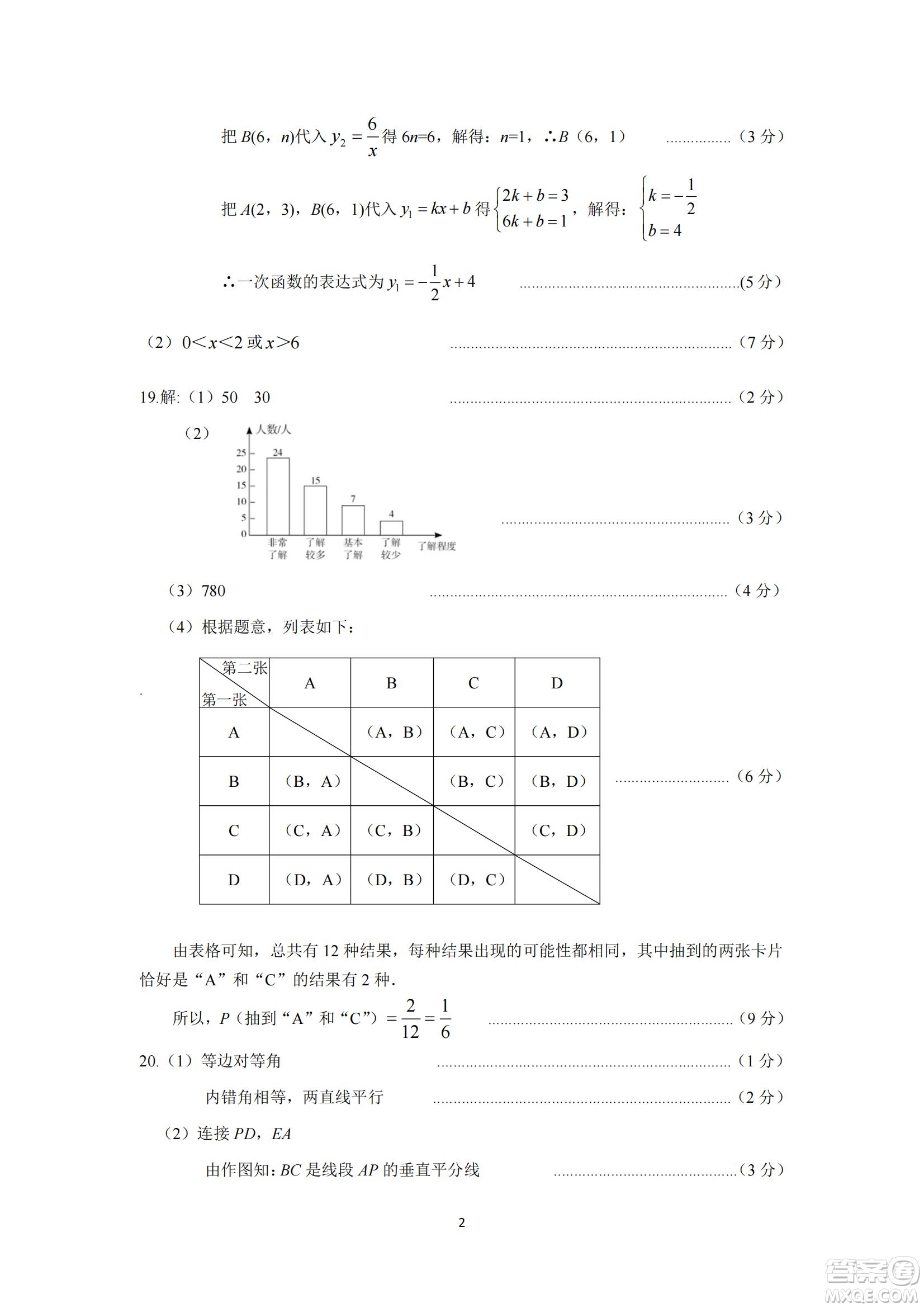 大同市2022年中考模擬測(cè)試二數(shù)學(xué)試題及答案