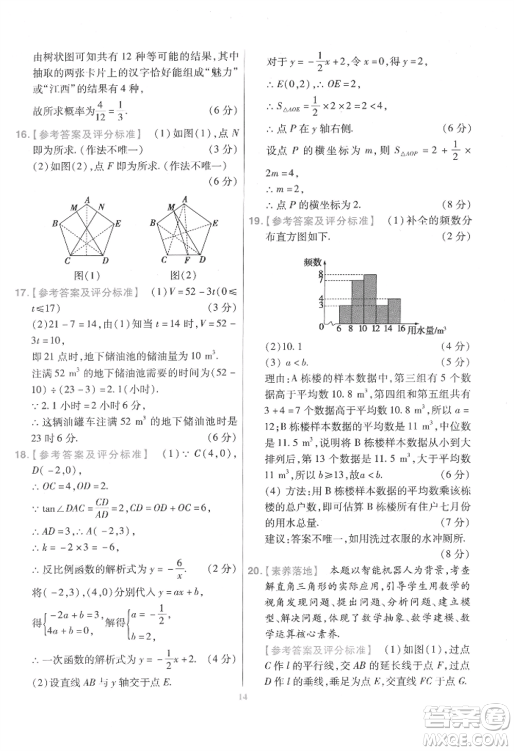 延邊教育出版社2022金考卷百校聯(lián)盟中考信息卷數(shù)學通用版江西專版參考答案