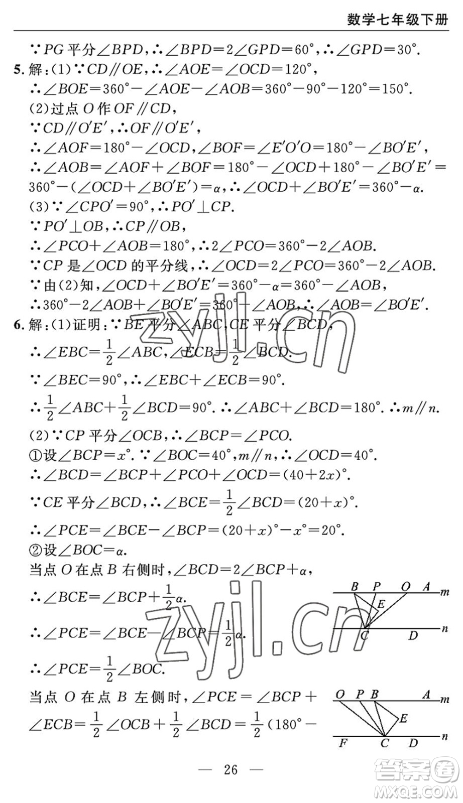 長江少年兒童出版社2022智慧課堂自主評價七年級數(shù)學(xué)下冊通用版宜昌專版答案