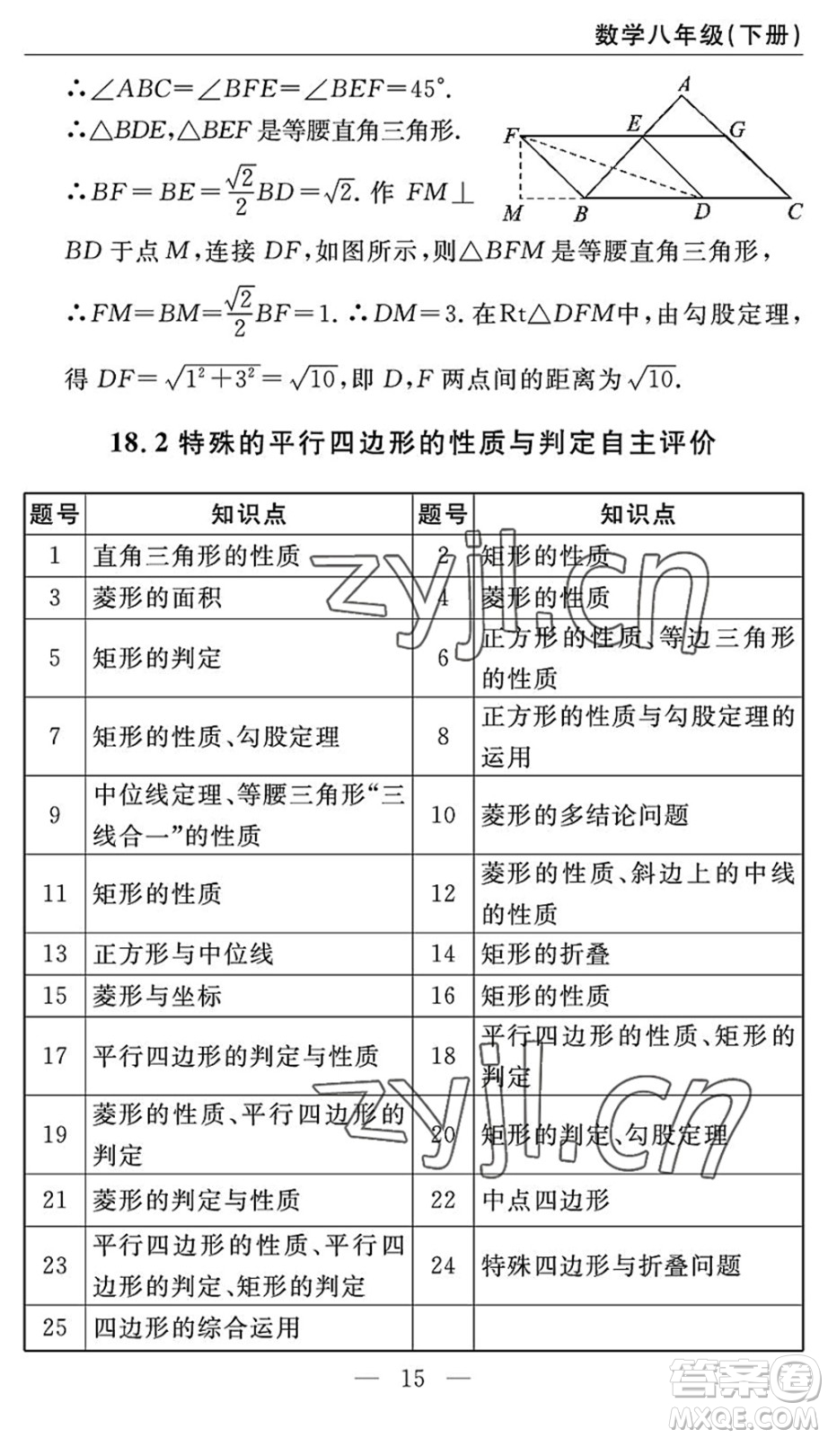 長江少年兒童出版社2022智慧課堂自主評價(jià)八年級數(shù)學(xué)下冊通用版答案