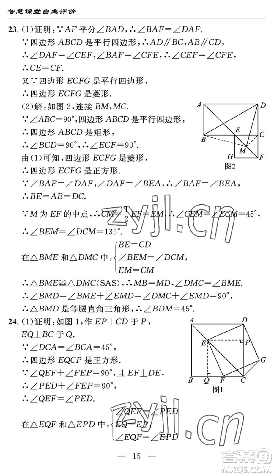 長(zhǎng)江少年兒童出版社2022智慧課堂自主評(píng)價(jià)八年級(jí)數(shù)學(xué)下冊(cè)通用版宜昌專(zhuān)版答案