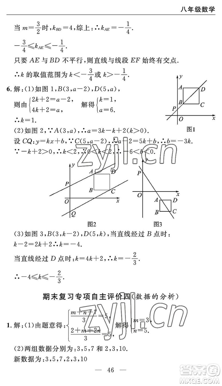 長(zhǎng)江少年兒童出版社2022智慧課堂自主評(píng)價(jià)八年級(jí)數(shù)學(xué)下冊(cè)通用版宜昌專(zhuān)版答案