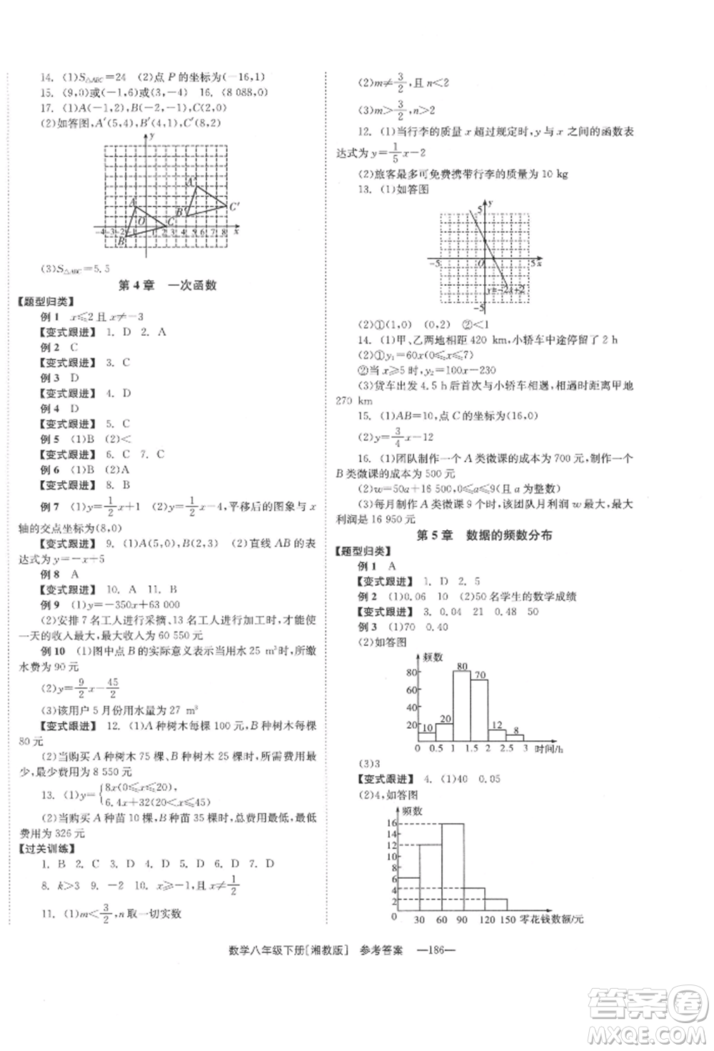 湖南教育出版社2022全效學(xué)習(xí)同步學(xué)練測(cè)八年級(jí)下冊(cè)數(shù)學(xué)湘教版參考答案