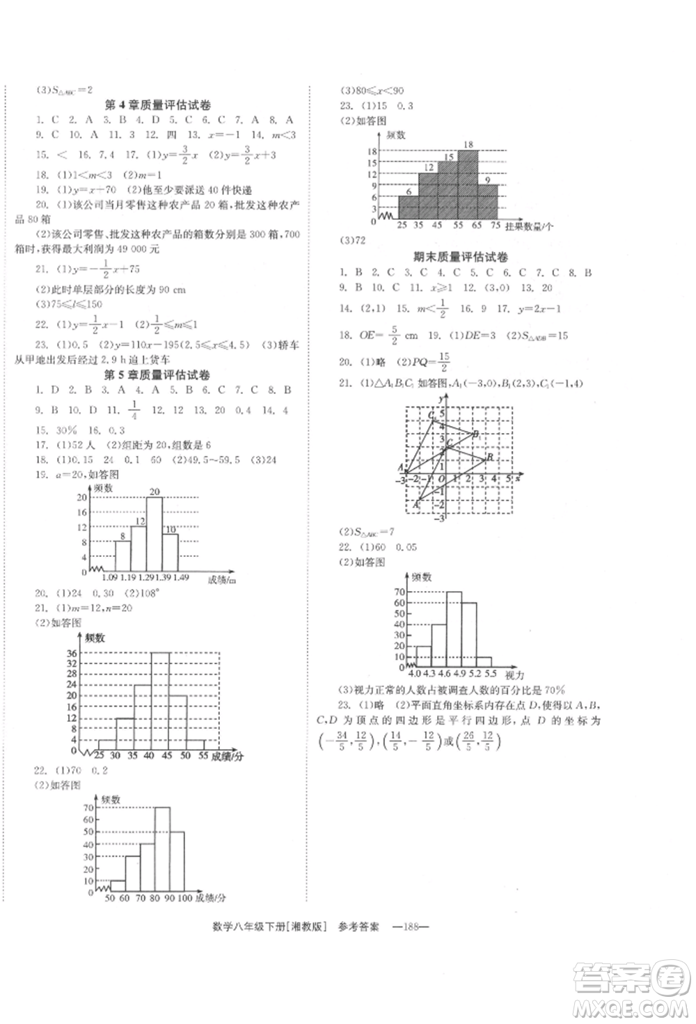 湖南教育出版社2022全效學(xué)習(xí)同步學(xué)練測(cè)八年級(jí)下冊(cè)數(shù)學(xué)湘教版參考答案