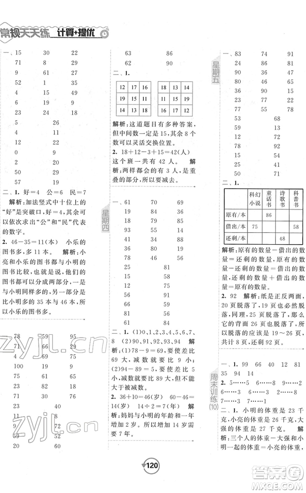 開明出版社2022常規(guī)天天練計算+提優(yōu)二年級數(shù)學(xué)下冊SJ蘇教版答案