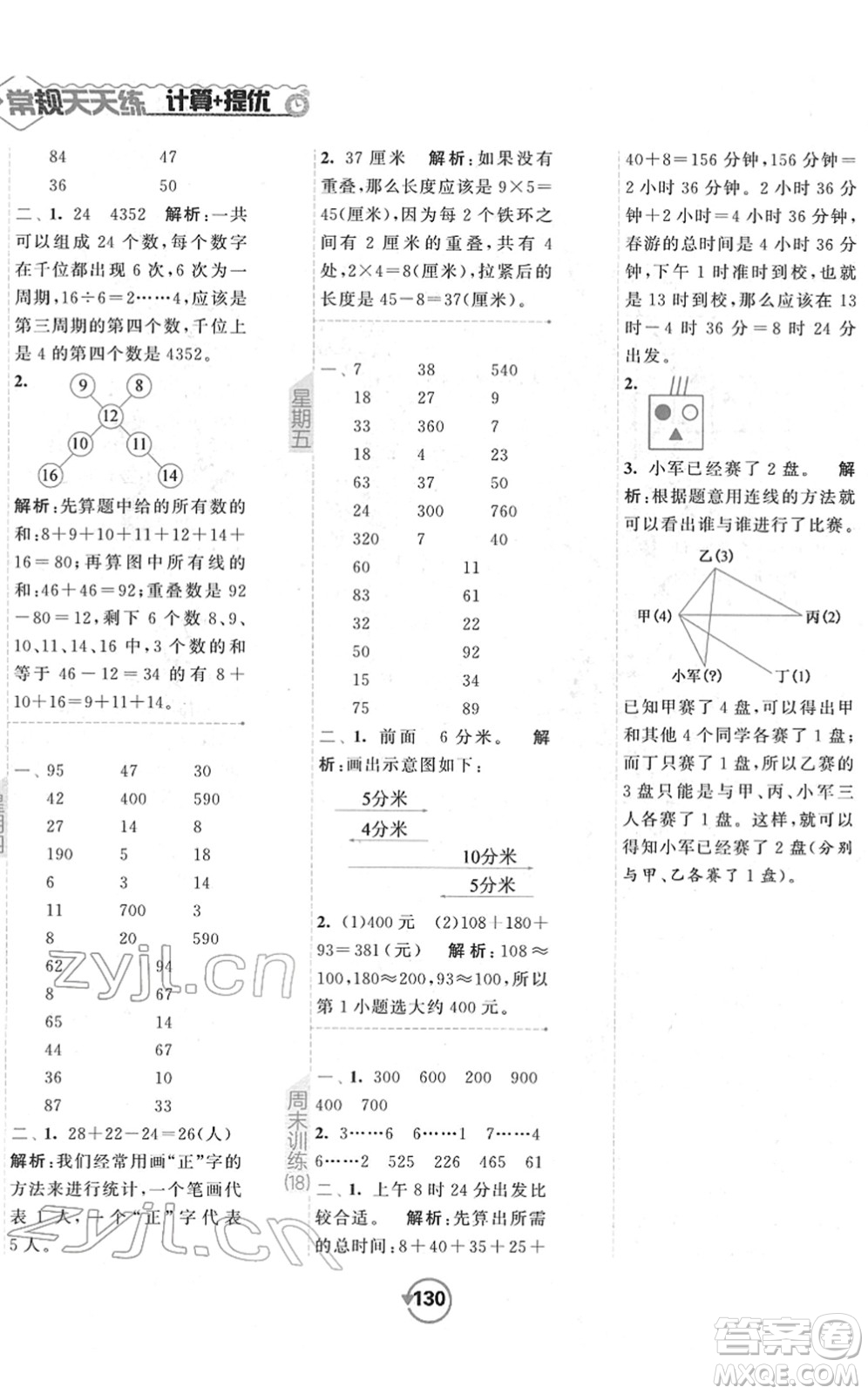 開明出版社2022常規(guī)天天練計算+提優(yōu)二年級數(shù)學(xué)下冊SJ蘇教版答案