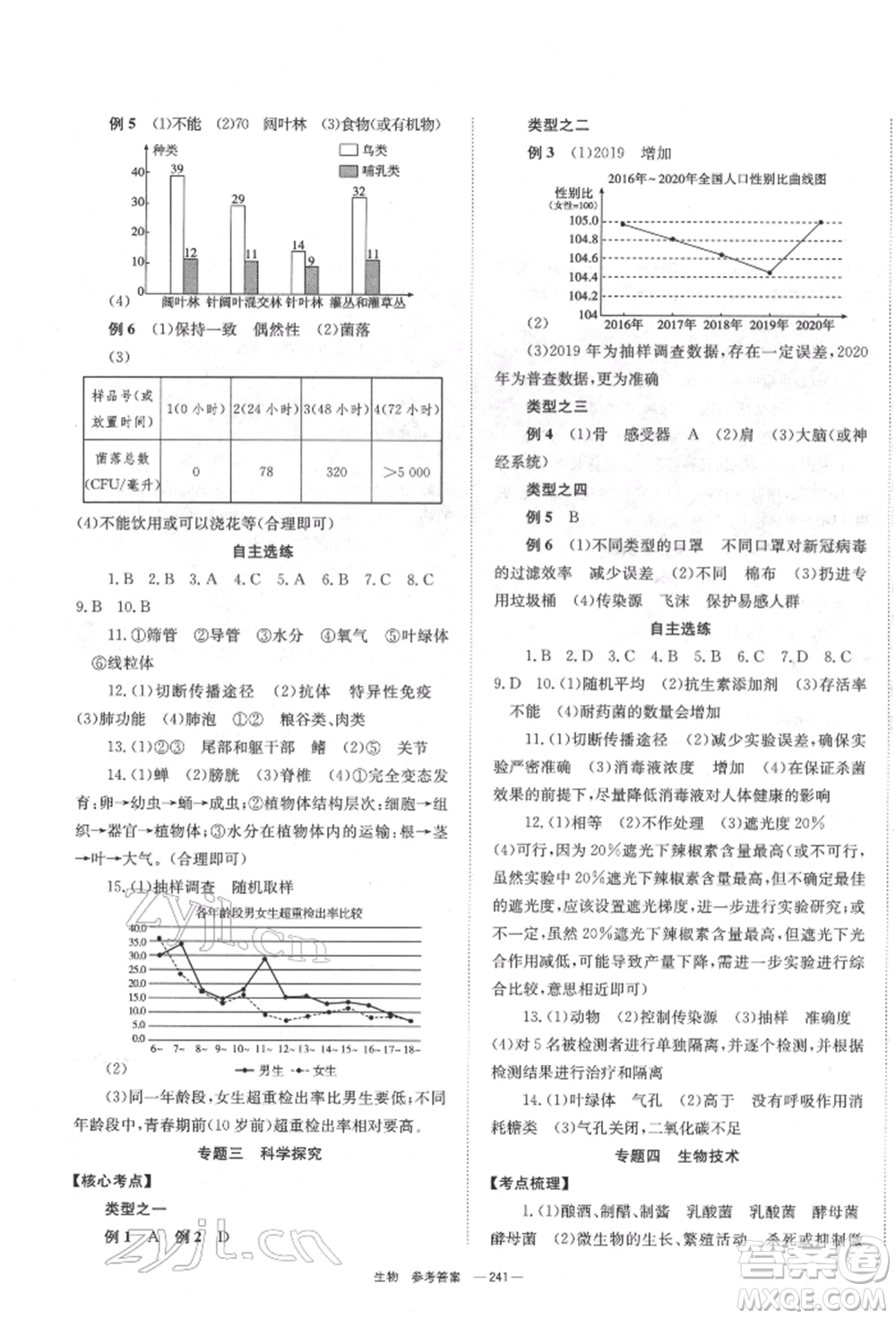 湖南師范大學出版社2022全效學習中考學練測聽課講義生物通用版參考答案