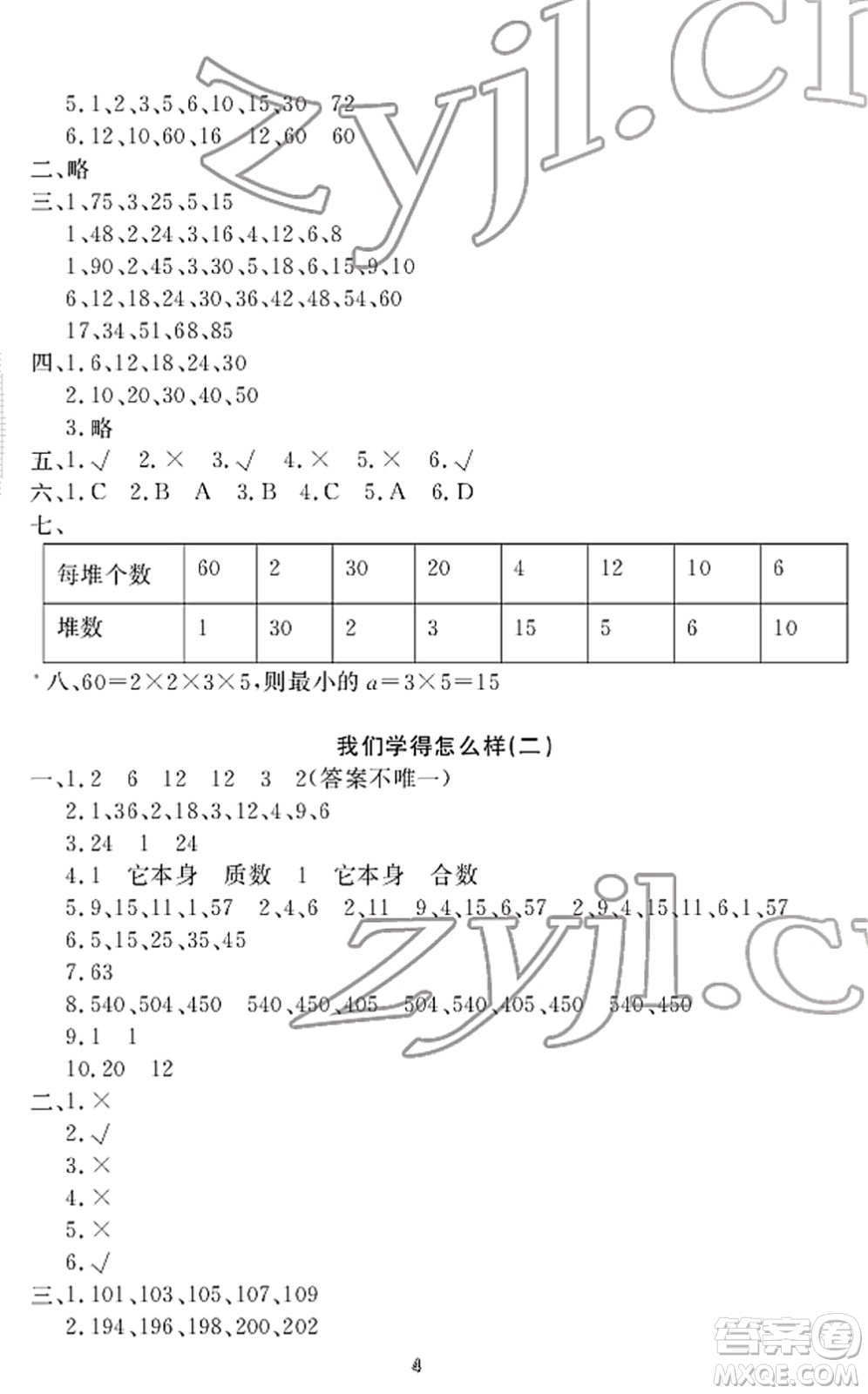 寧波出版社2022學習方法指導叢書五年級數(shù)學下冊人教版答案