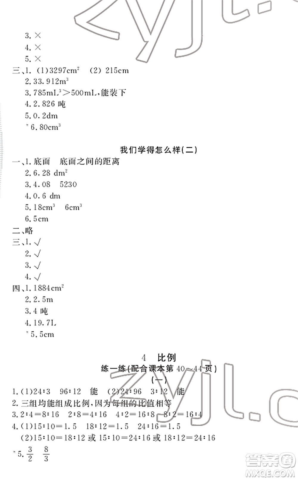 寧波出版社2022學(xué)習(xí)方法指導(dǎo)叢書六年級(jí)數(shù)學(xué)下冊(cè)人教版答案