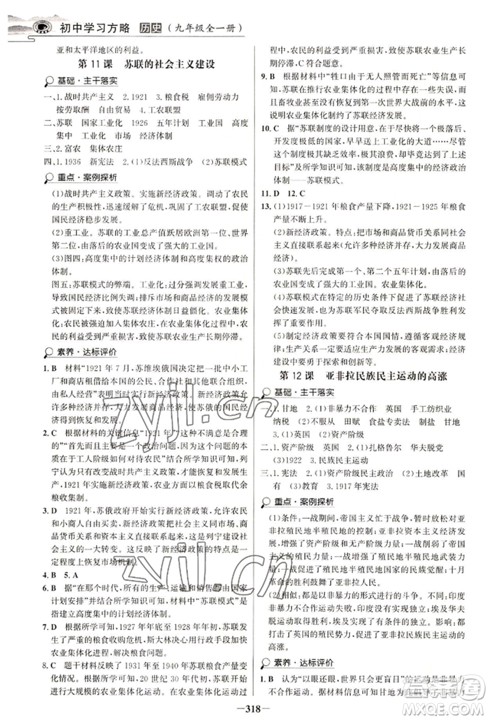 延邊大學(xué)出版社2022世紀(jì)金榜初中學(xué)習(xí)方略九年級(jí)歷史人教版深圳專版參考答案