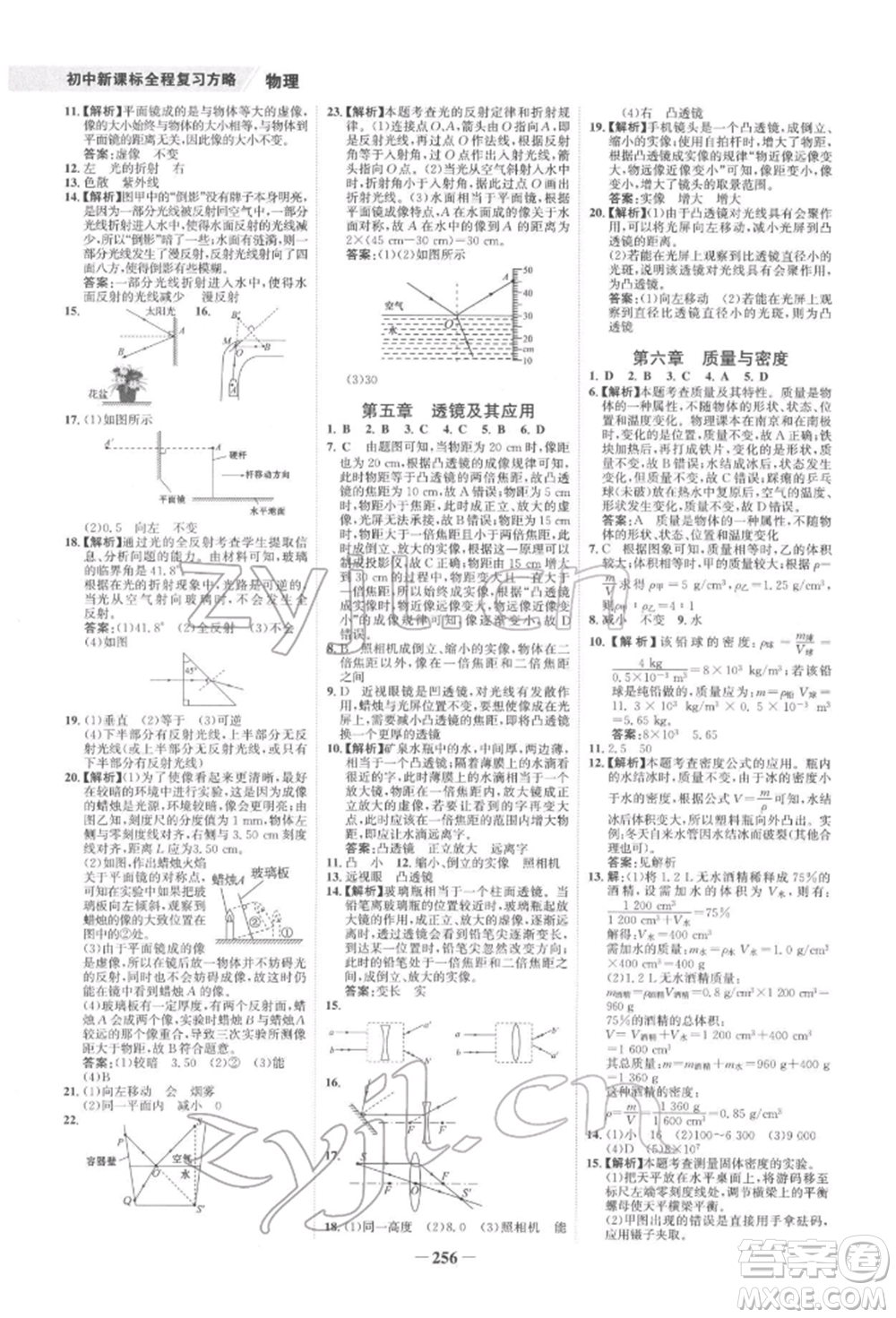 未來出版社2022世紀(jì)金榜初中全程復(fù)習(xí)方略物理通用版寧夏專版參考答案