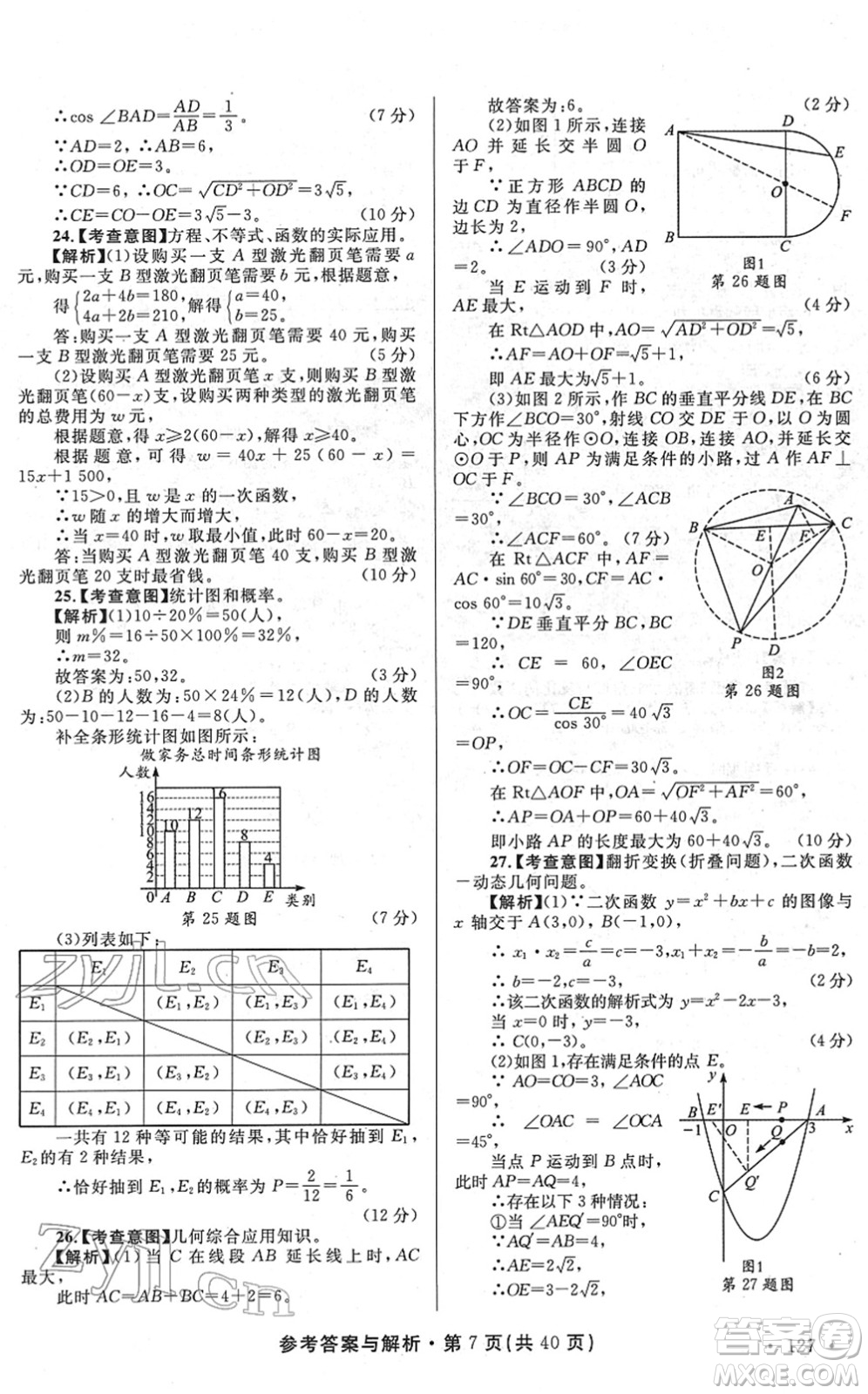 陜西師范大學(xué)出版總社2022青海省中考模擬試卷數(shù)學(xué)通用版答案