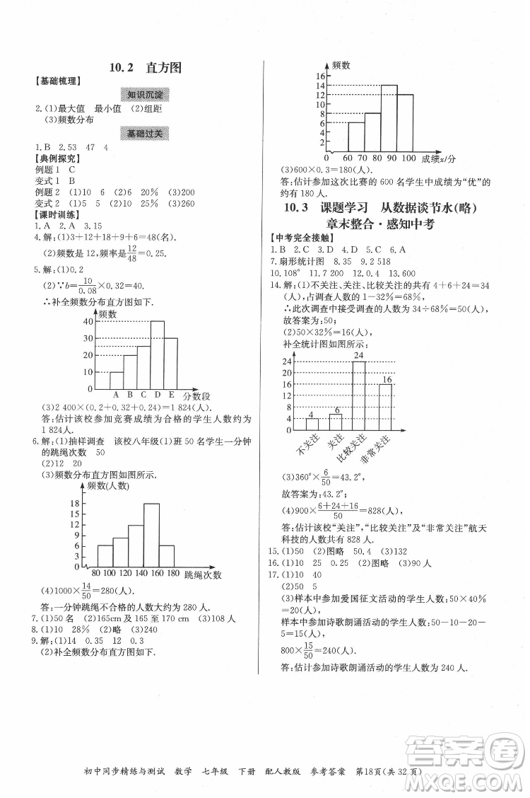 廣東教育出版社2022初中同步精練與測(cè)試數(shù)學(xué)七年級(jí)下冊(cè)人教版答案