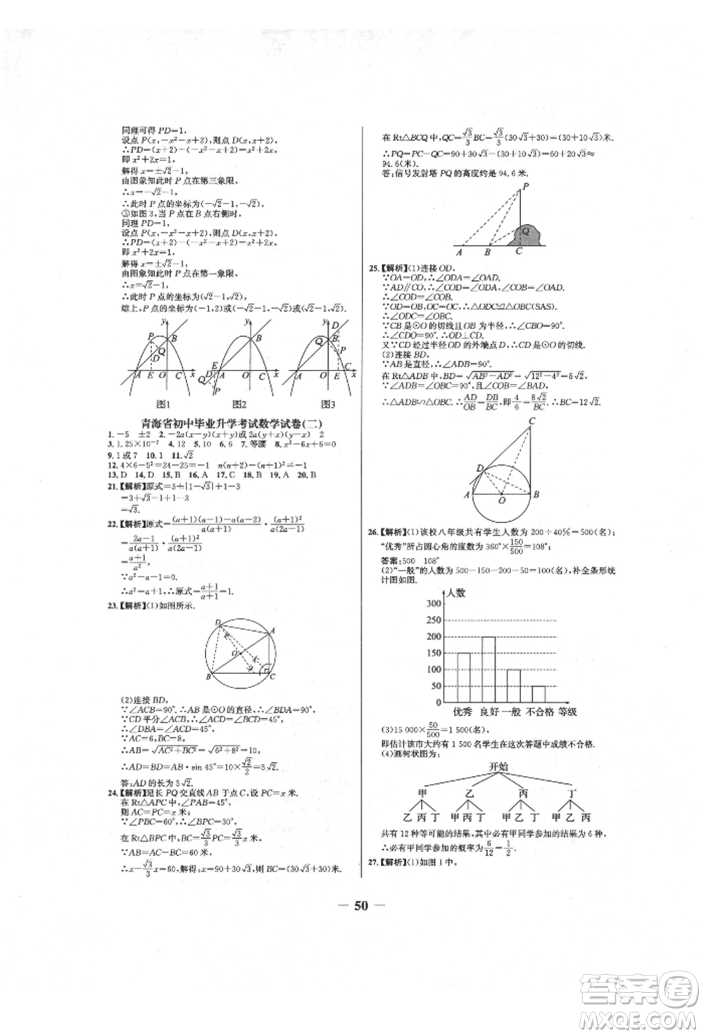 未來出版社2022世紀金榜初中全程復(fù)習(xí)方略數(shù)學(xué)人教版青海專版參考答案