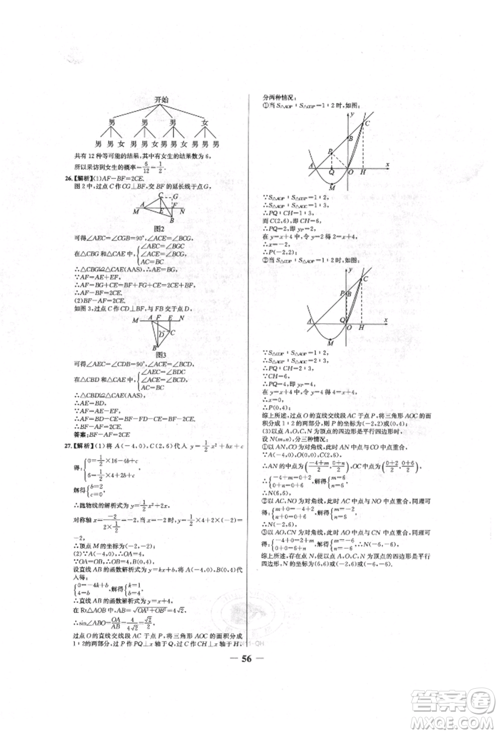 未來出版社2022世紀金榜初中全程復(fù)習(xí)方略數(shù)學(xué)人教版青海專版參考答案