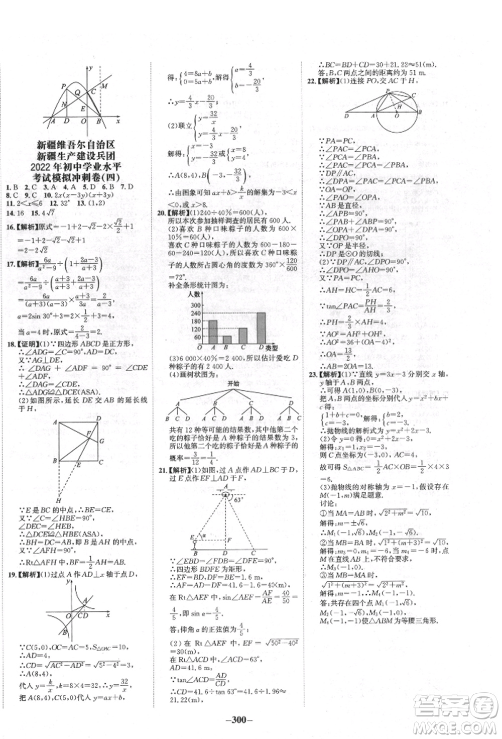 河北少年兒童出版社2022世紀金榜初中全程復習方略數(shù)學人教版新疆專版參考答案