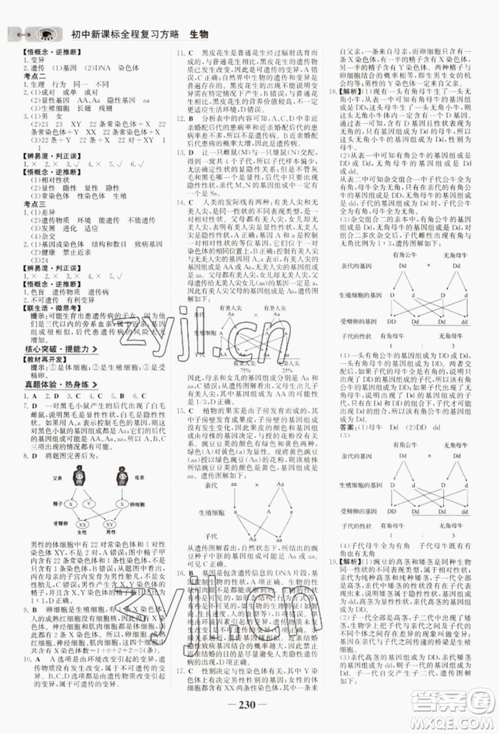 未來出版社2022世紀金榜初中全程復習方略生物濟南版參考答案