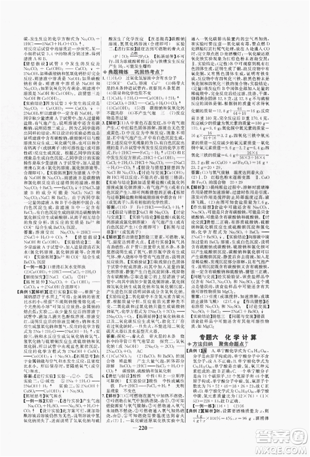 未來出版社2022世紀金榜初中全程復(fù)習方略化學(xué)人教版青海專版參考答案