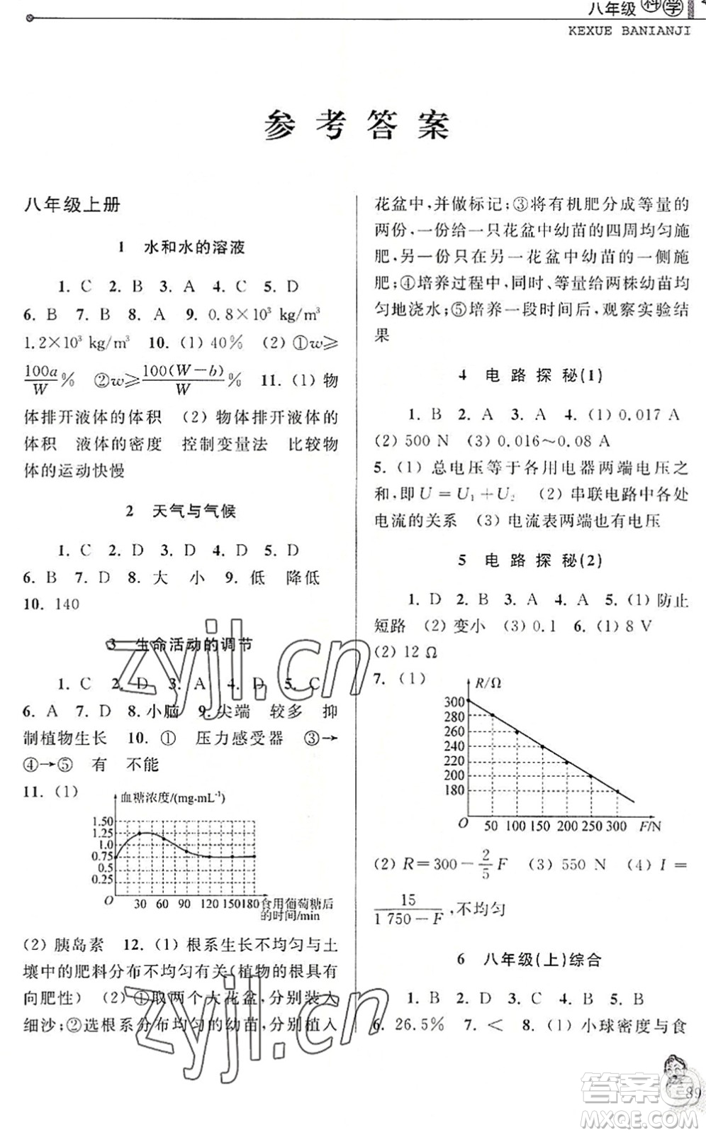 中國和平出版社2022暑假優(yōu)化學(xué)習(xí)八年級(jí)科學(xué)浙教版答案