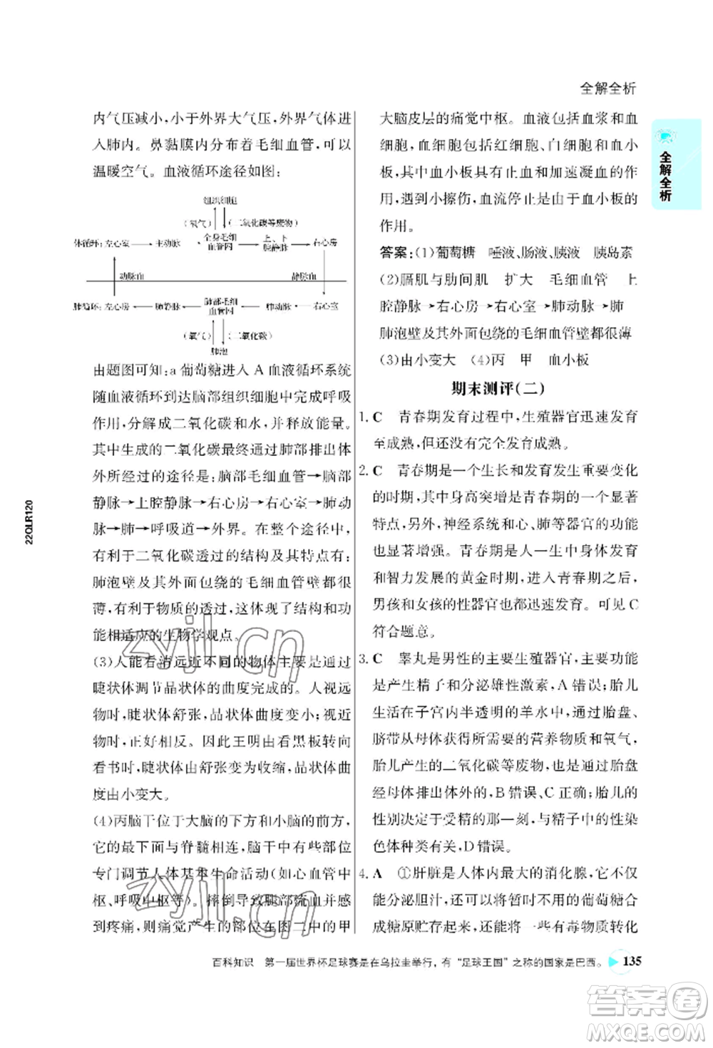 浙江科學(xué)技術(shù)出版社2022世紀金榜活學(xué)巧練七年級下冊生物人教版參考答案