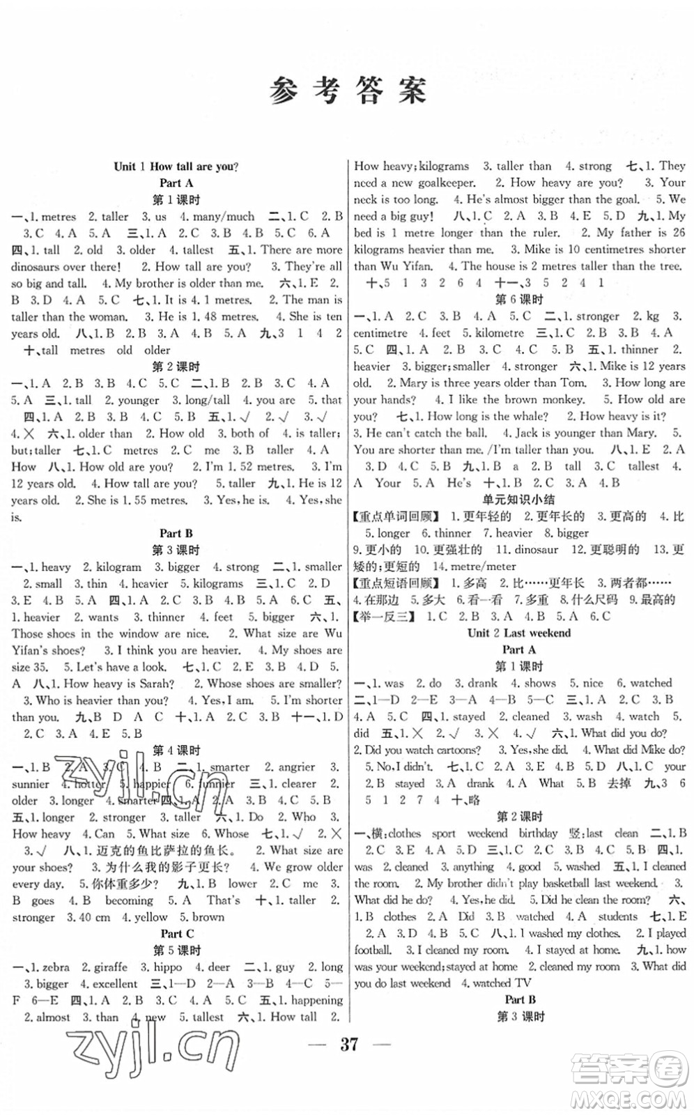 合肥工業(yè)大學(xué)出版社2022贏在課堂課時作業(yè)六年級英語下冊RJ人教版答案