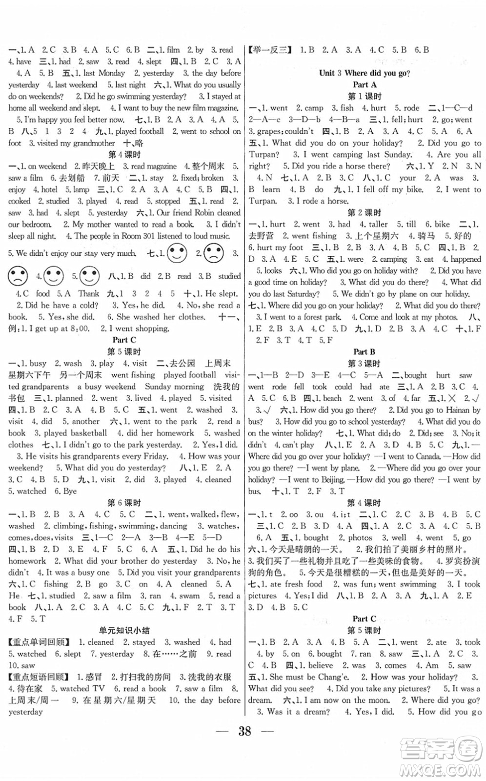 合肥工業(yè)大學(xué)出版社2022贏在課堂課時作業(yè)六年級英語下冊RJ人教版答案