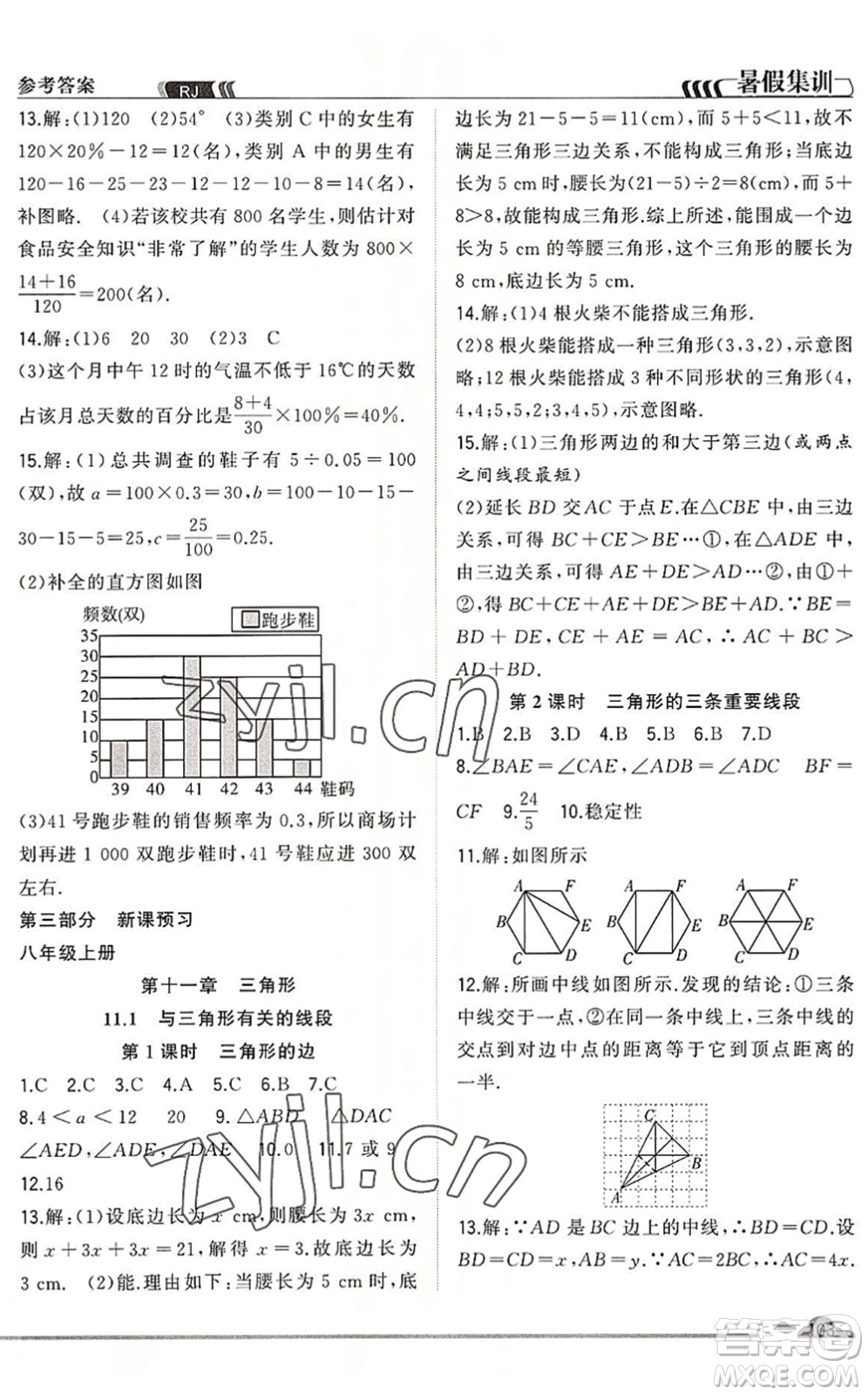 合肥工業(yè)大學(xué)出版社2022暑假集訓(xùn)七年級數(shù)學(xué)RJ人教版答案