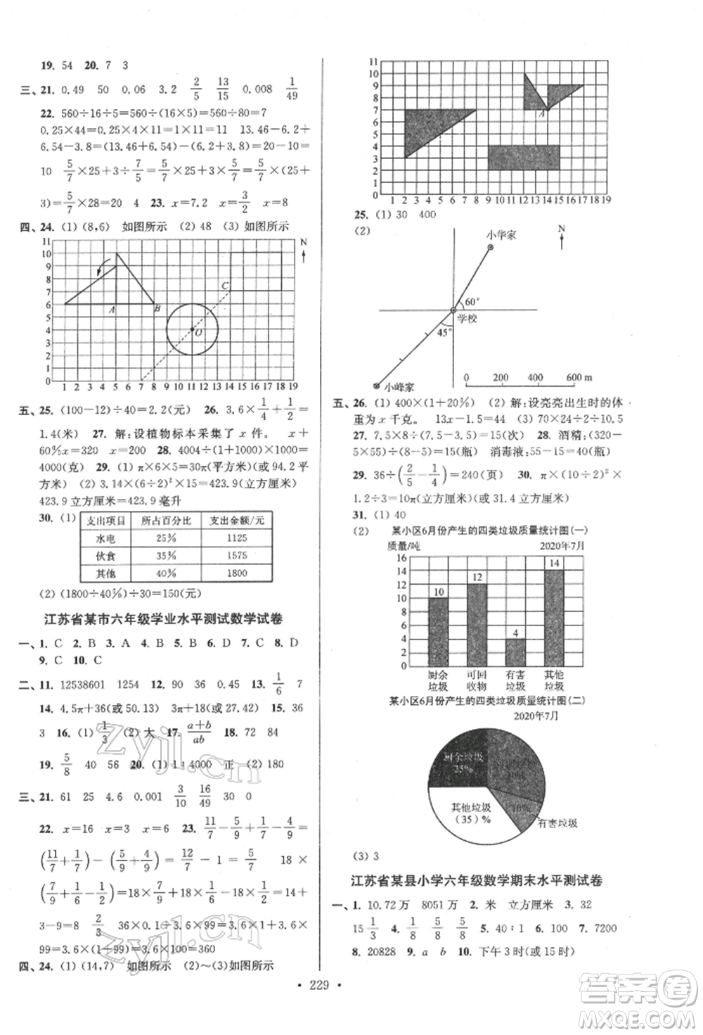 江蘇鳳凰美術(shù)出版社2022自主創(chuàng)新作業(yè)小學畢業(yè)總復(fù)習一本通數(shù)學江蘇版參考答案