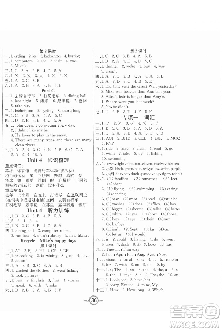 西安出版社2022創(chuàng)新課課練作業(yè)本英語六年級下冊人教版答案