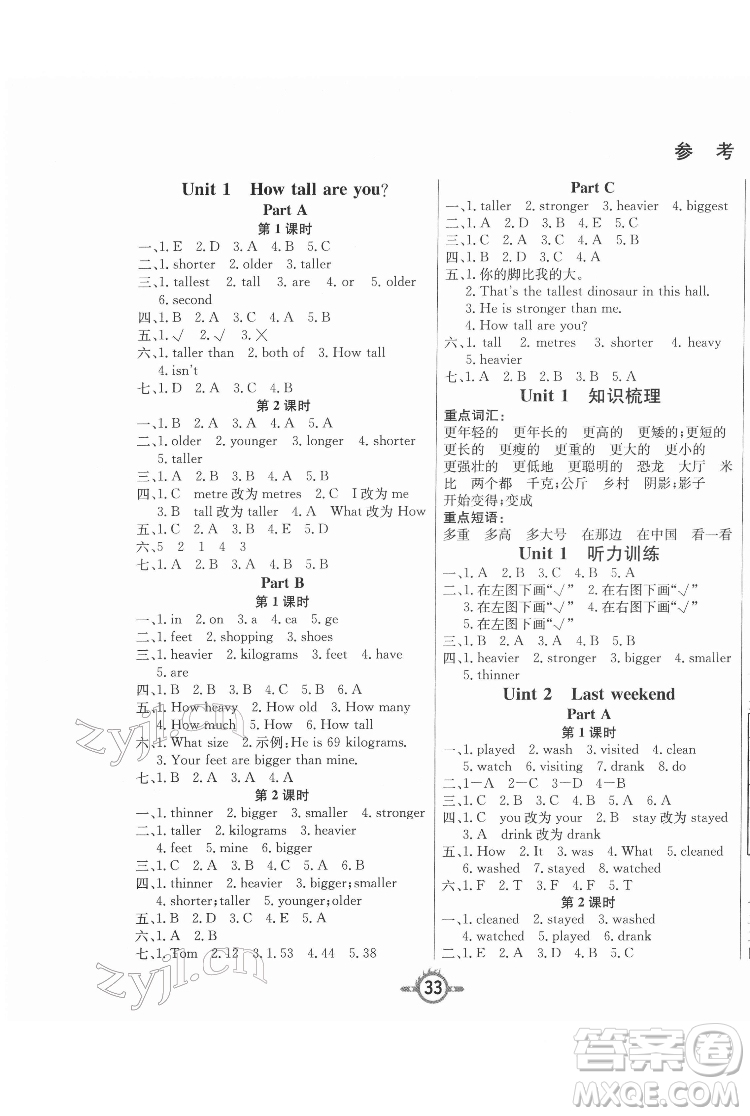 西安出版社2022創(chuàng)新課課練作業(yè)本英語六年級下冊人教版答案