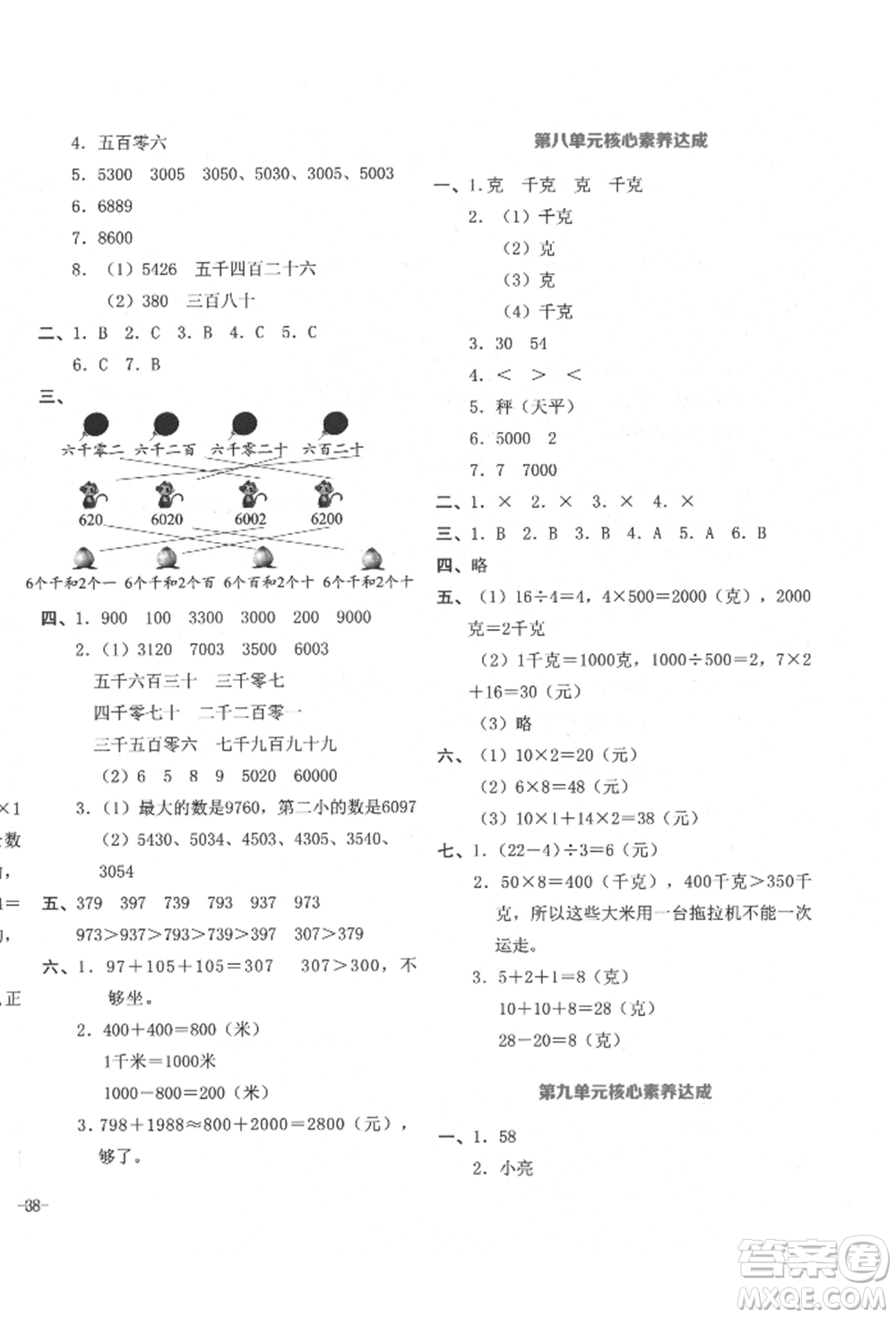 湖南教育出版社2022學(xué)科素養(yǎng)與能力提升二年級(jí)下冊(cè)數(shù)學(xué)人教版參考答案