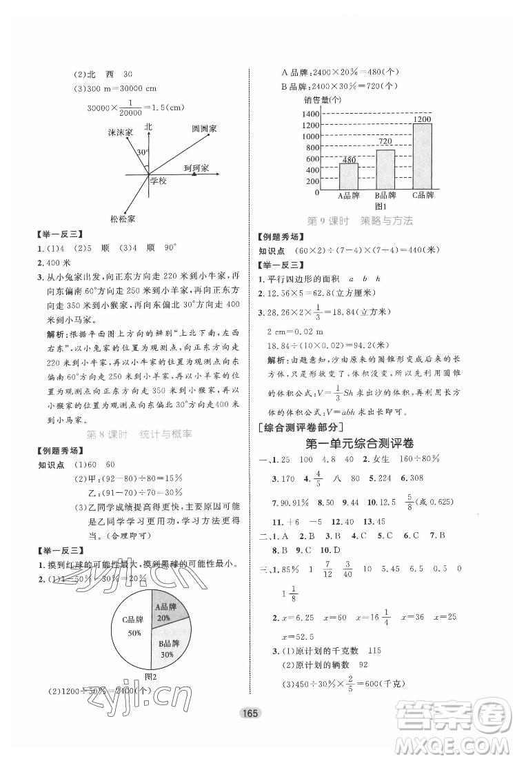 沈陽出版社2022黃岡名師天天練數(shù)學(xué)六年級下冊青島版答案