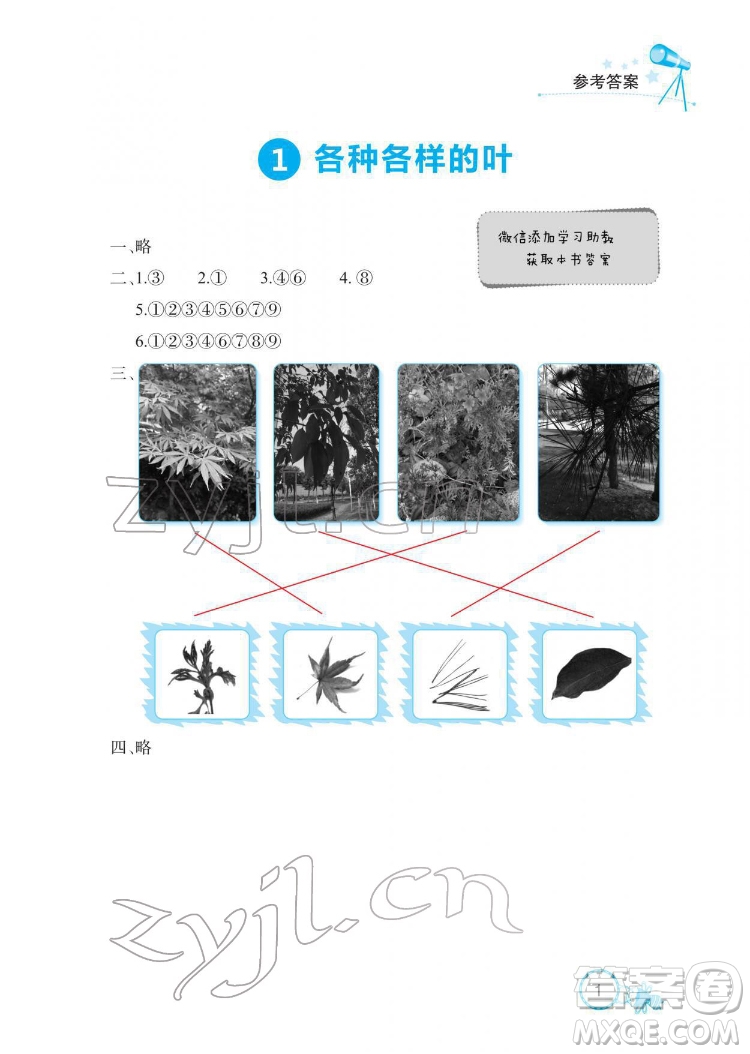 湖北教育出版社2022長江作業(yè)本課堂作業(yè)科學一年級下冊鄂教版答案