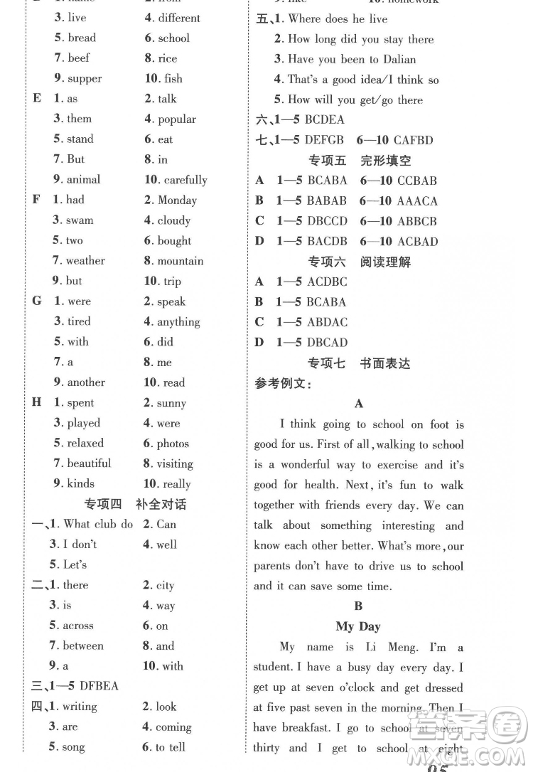 合肥工業(yè)大學(xué)出版社2022暑假零距離七年級(jí)英語(yǔ)人教版答案