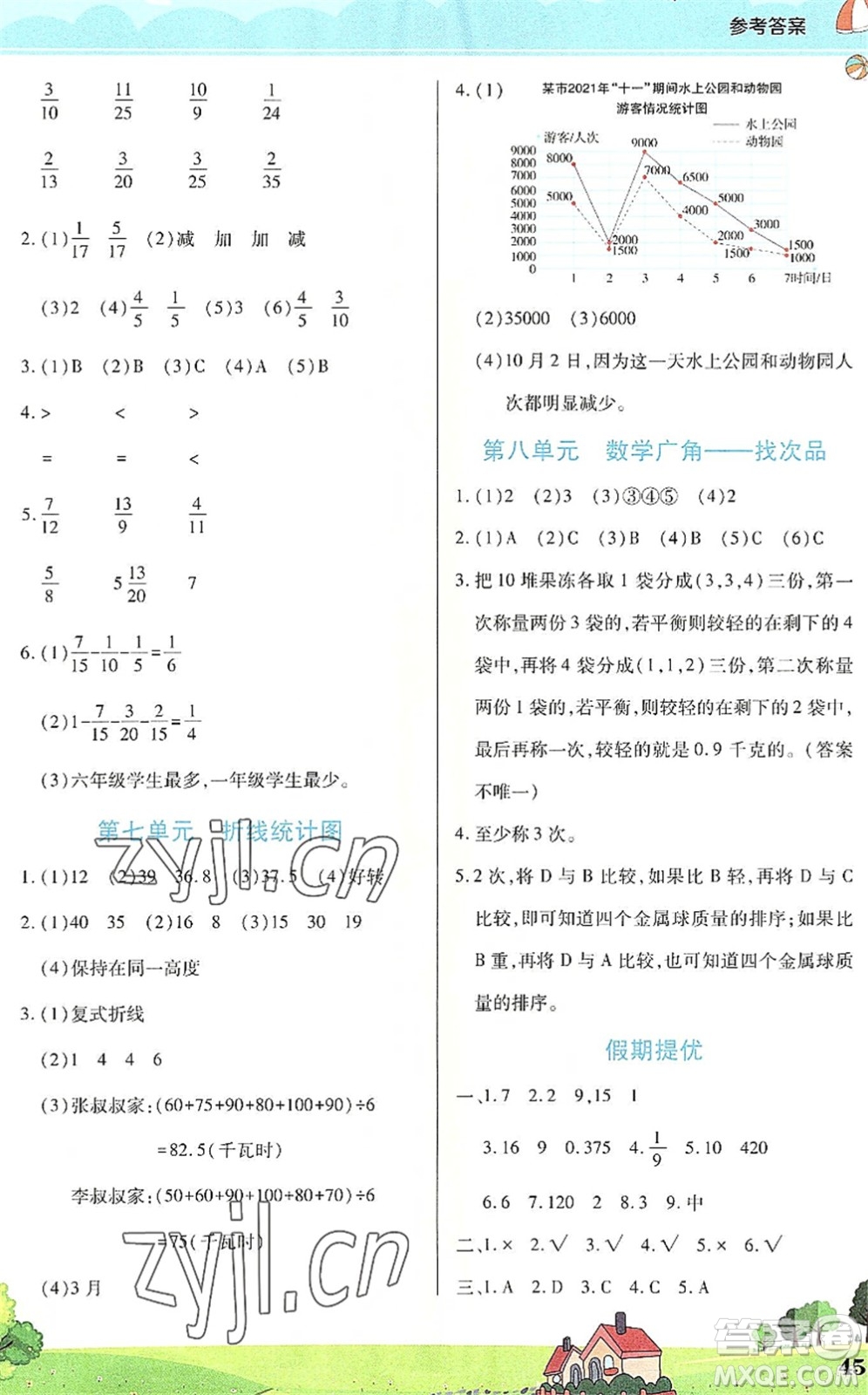 中原農(nóng)民出版社2022豫新銳暑假作業(yè)五年級(jí)數(shù)學(xué)人教版答案