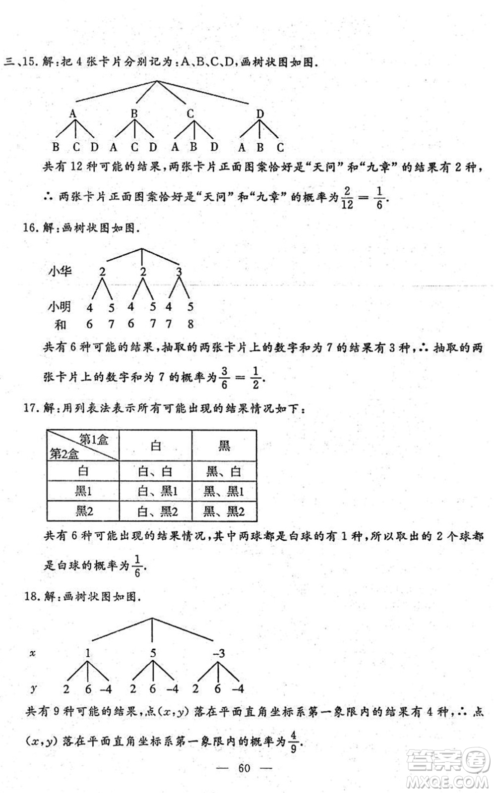 吉林教育出版社2022文曲星中考總復(fù)習(xí)九年級(jí)數(shù)學(xué)下冊(cè)RJ人教版答案