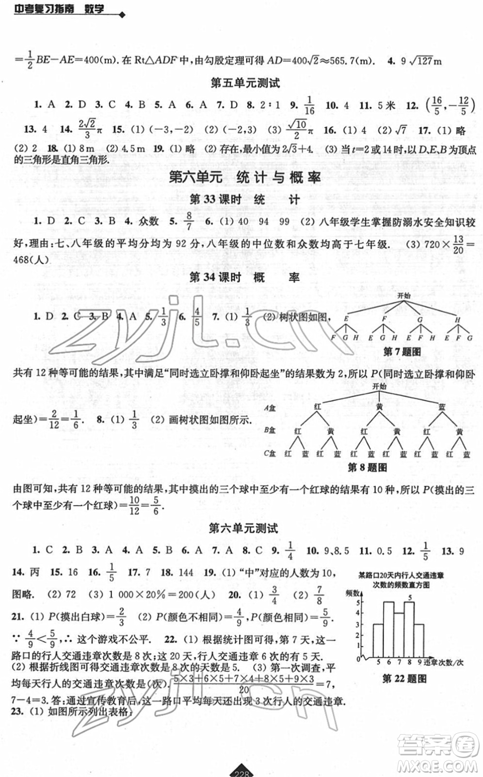 江蘇人民出版社2022中考復(fù)習(xí)指南九年級(jí)數(shù)學(xué)通用版答案