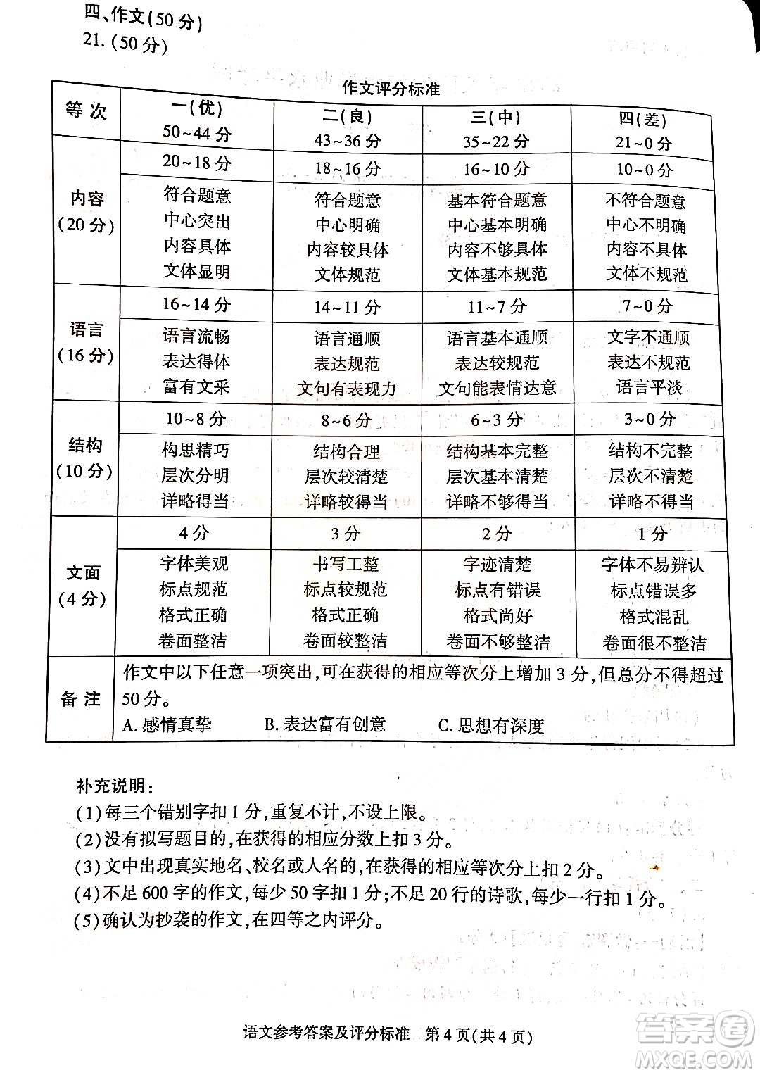 2022年陜西省初中學(xué)業(yè)水平考試語文試題及答案