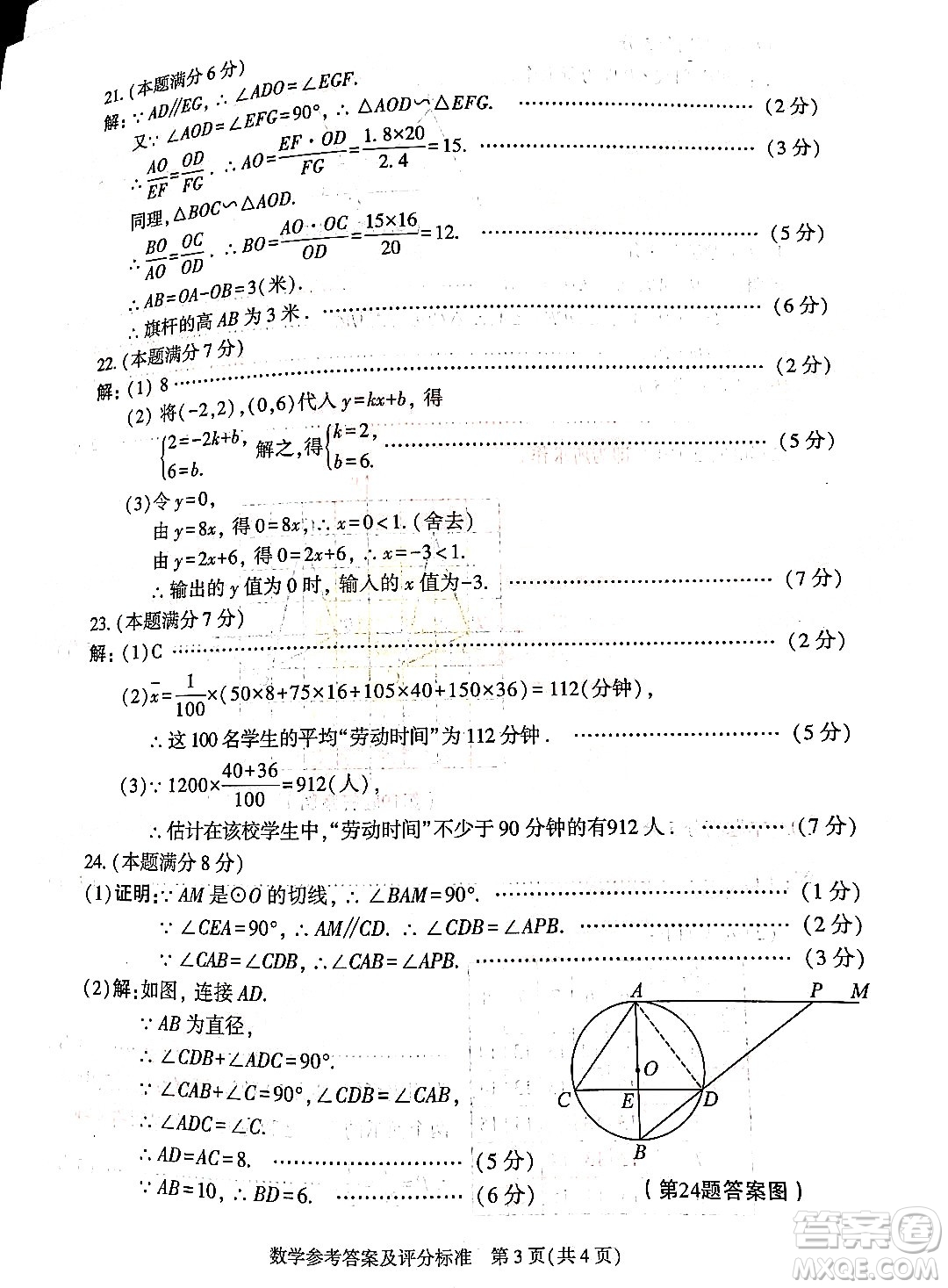 2022年陜西省初中學(xué)業(yè)水平考試數(shù)學(xué)試題及答案