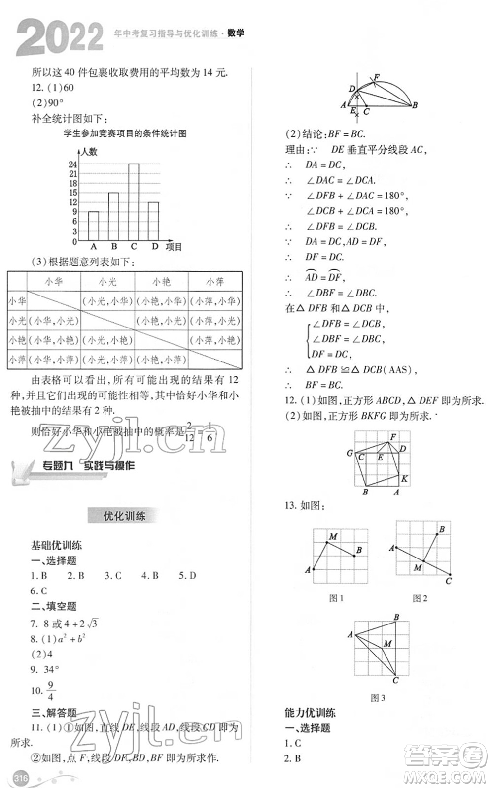 山西教育出版社2022中考復(fù)習(xí)指導(dǎo)與優(yōu)化訓(xùn)練九年級(jí)數(shù)學(xué)通用版答案