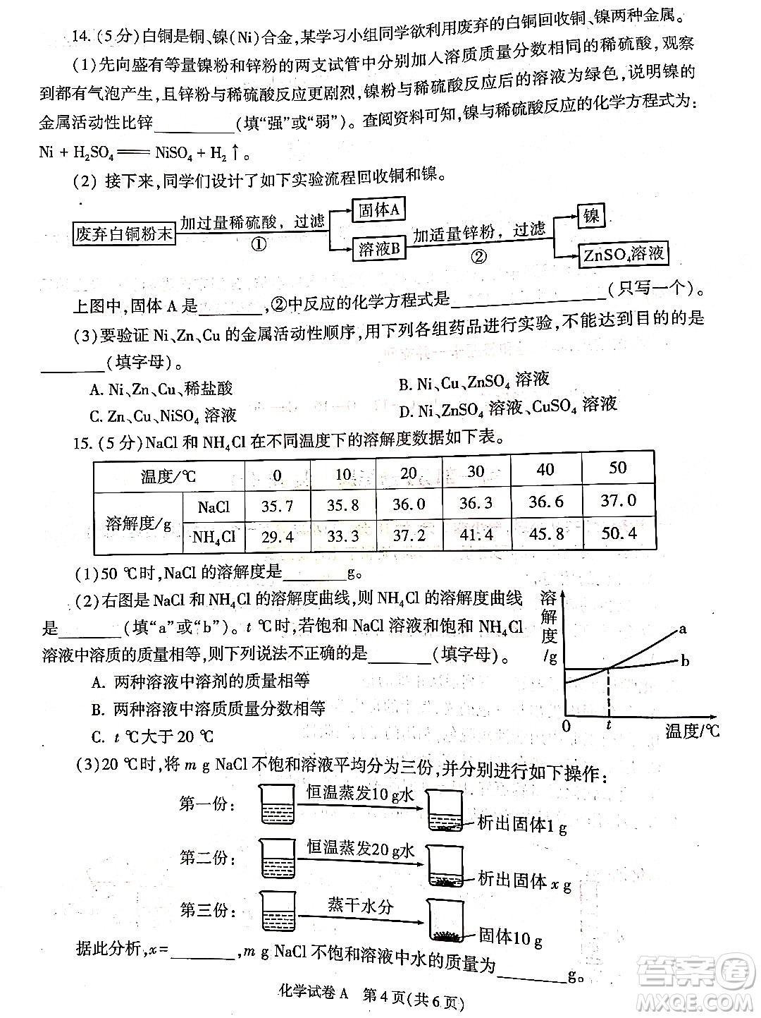 2022年陜西省初中學(xué)業(yè)水平考試化學(xué)試題及答案