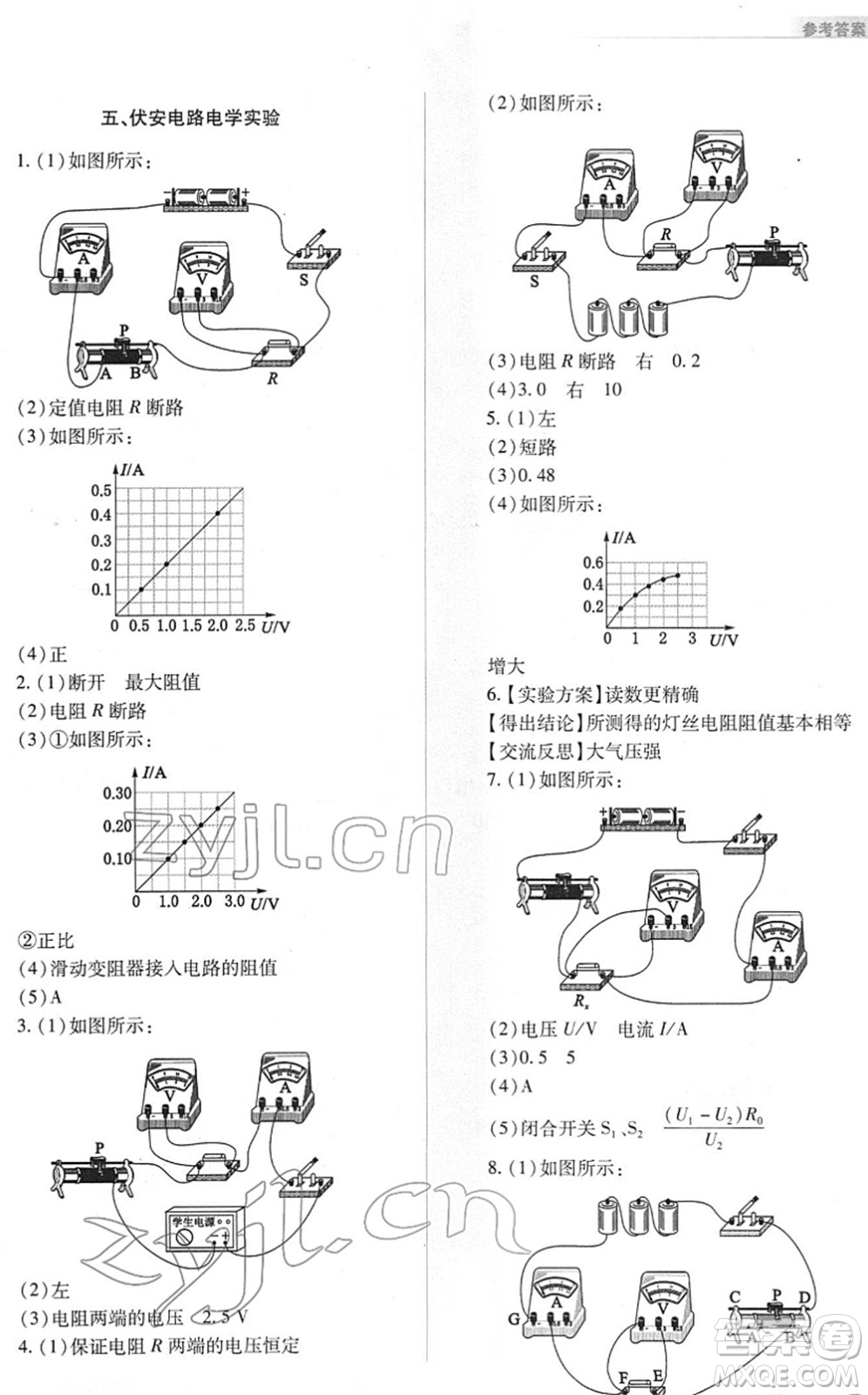 山西教育出版社2022中考復(fù)習(xí)指導(dǎo)與優(yōu)化訓(xùn)練九年級物理通用版答案