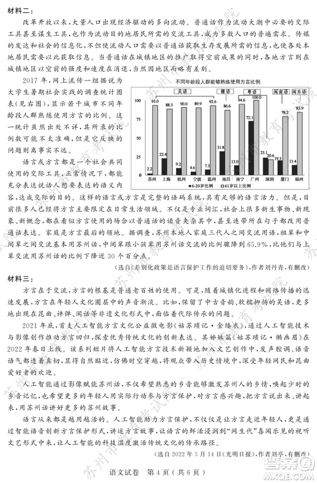 2022年蘇州市初中學業(yè)水平考試語文試卷及答案