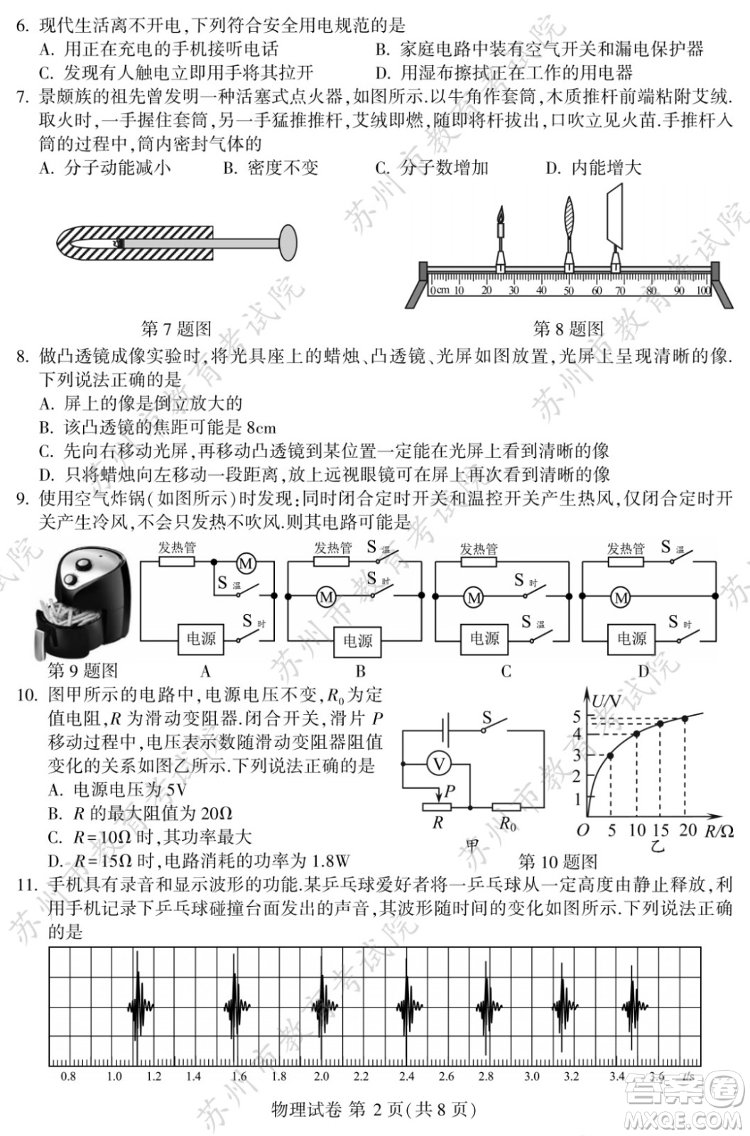 2022年蘇州市初中學(xué)業(yè)水平考試物理試卷及答案