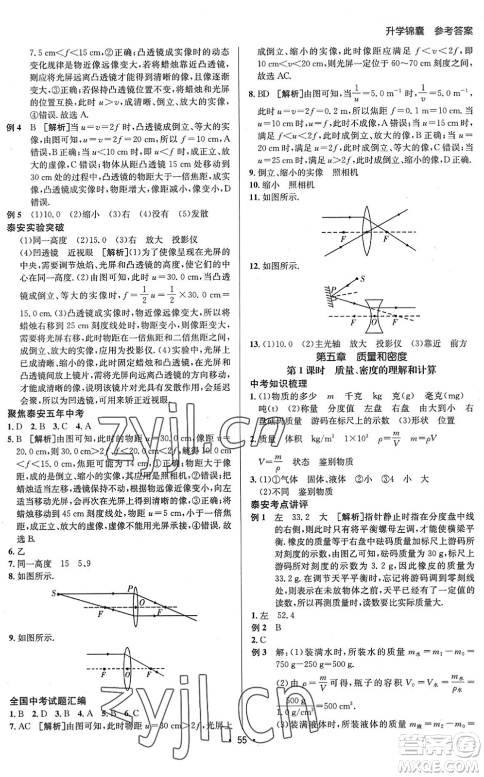 新疆青少年出版社2022升學(xué)錦囊九年級(jí)物理泰安專(zhuān)版答案