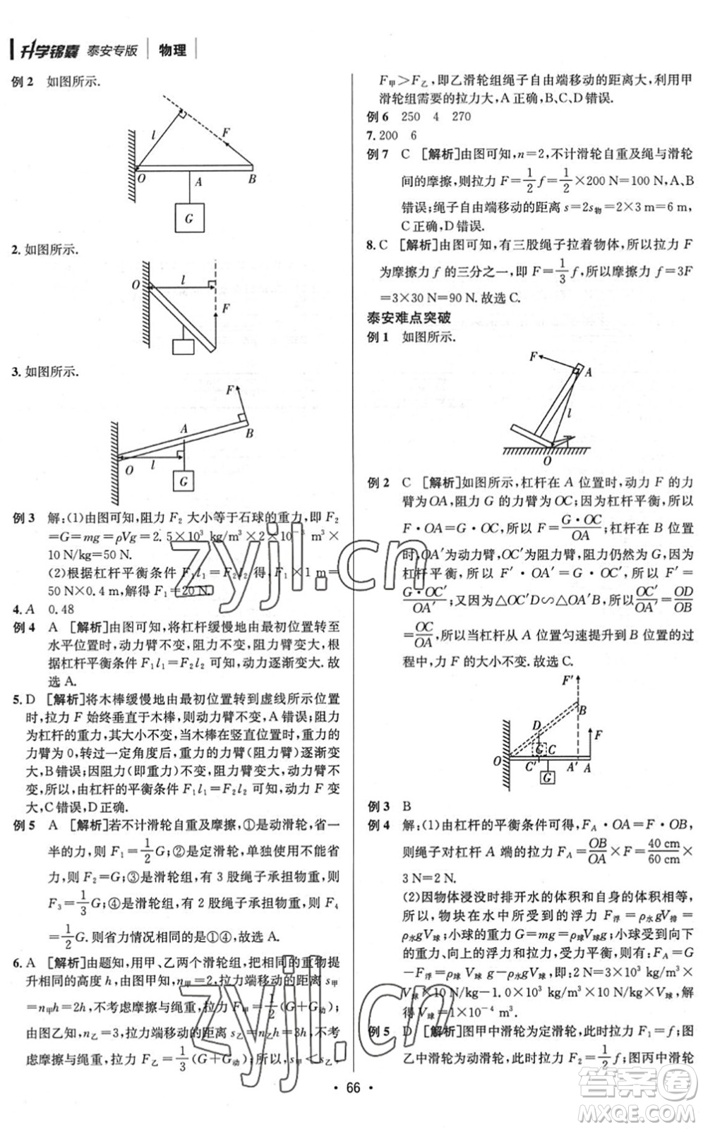 新疆青少年出版社2022升學(xué)錦囊九年級(jí)物理泰安專(zhuān)版答案