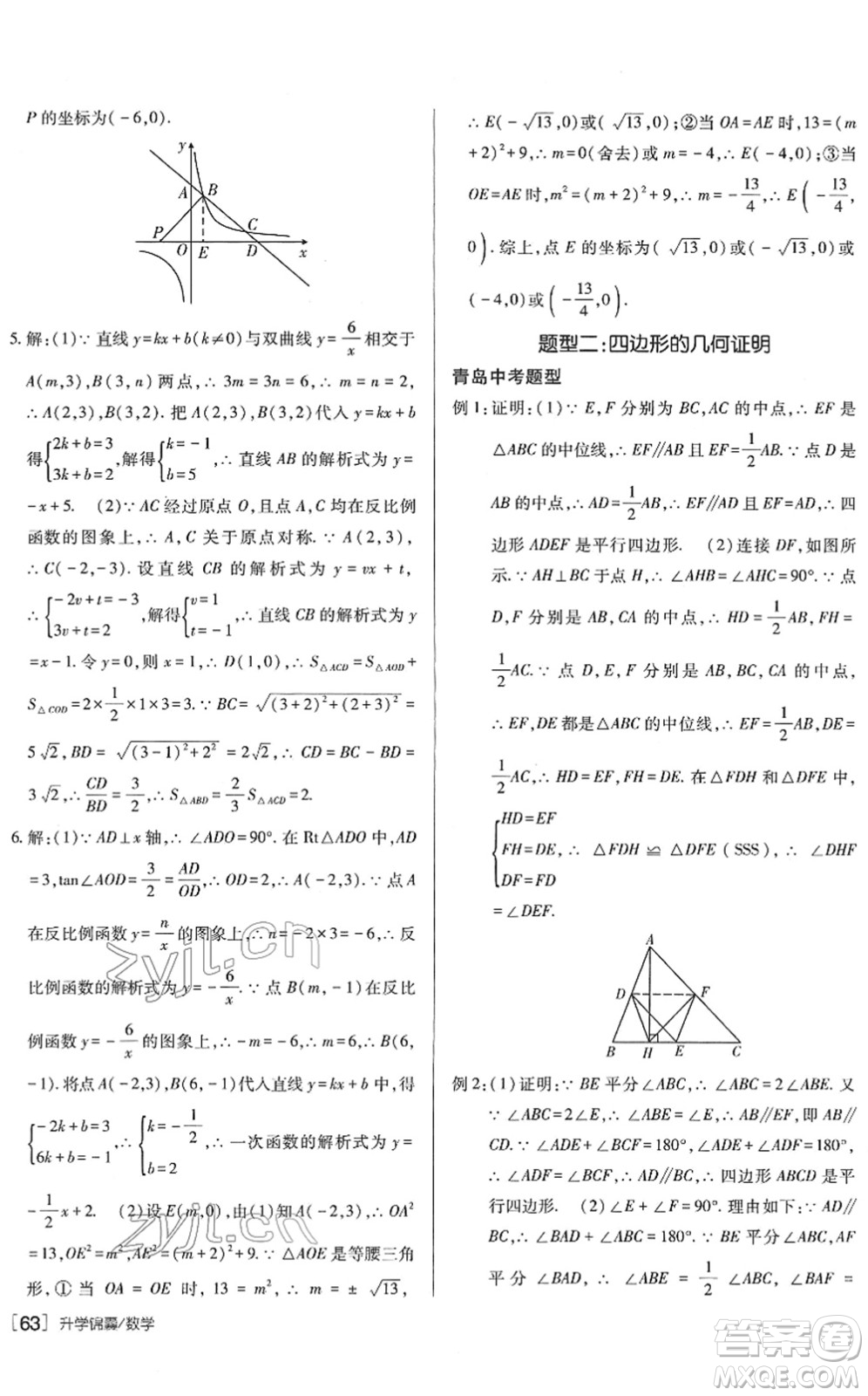 新疆青少年出版社2022升學(xué)錦囊九年級數(shù)學(xué)青島專版答案