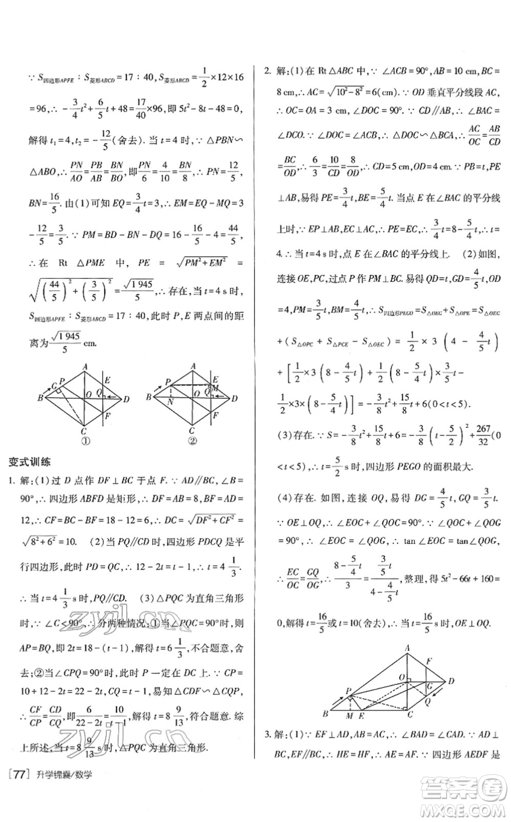 新疆青少年出版社2022升學(xué)錦囊九年級數(shù)學(xué)青島專版答案