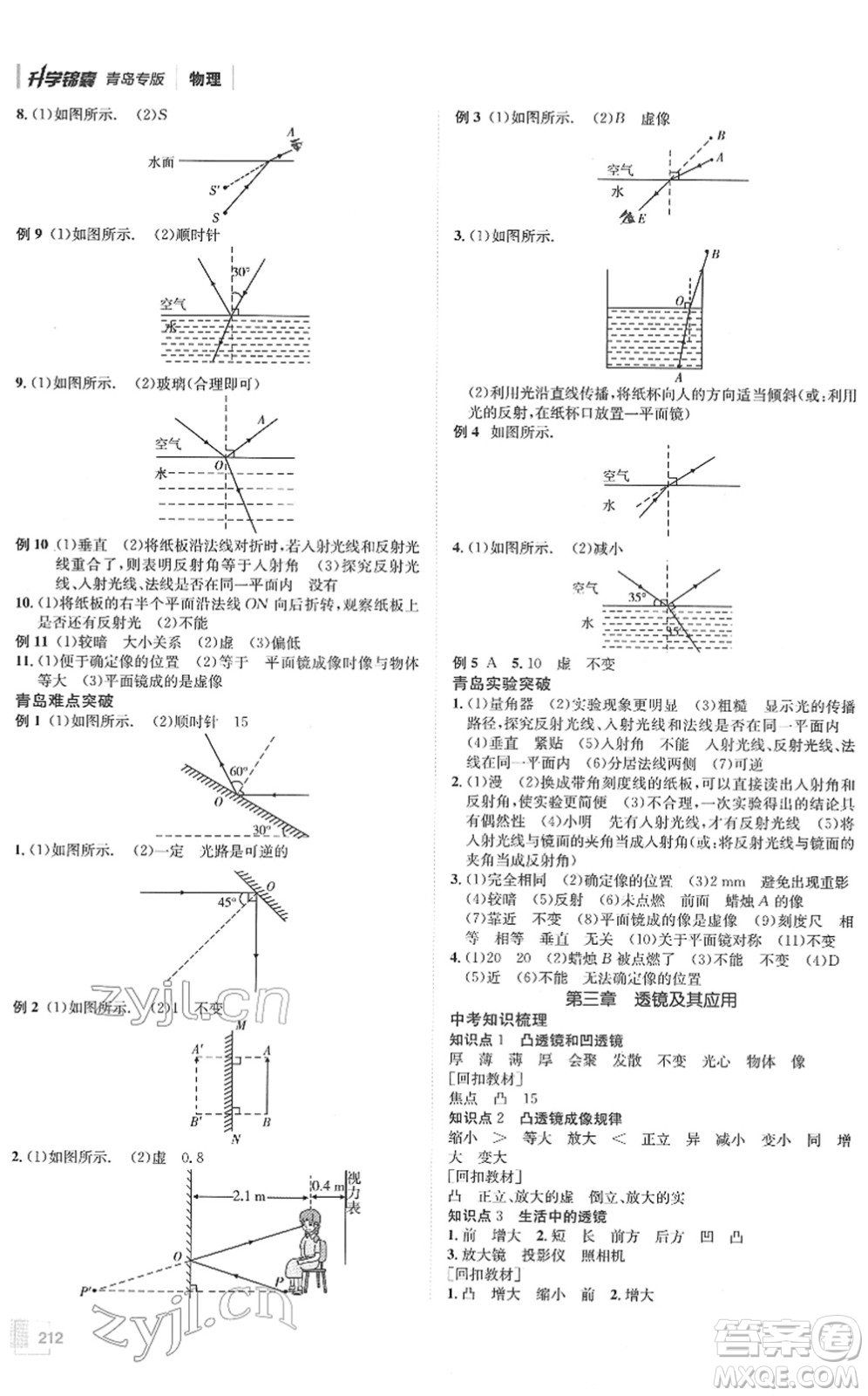 新疆青少年出版社2022升學(xué)錦囊九年級(jí)物理青島專版答案