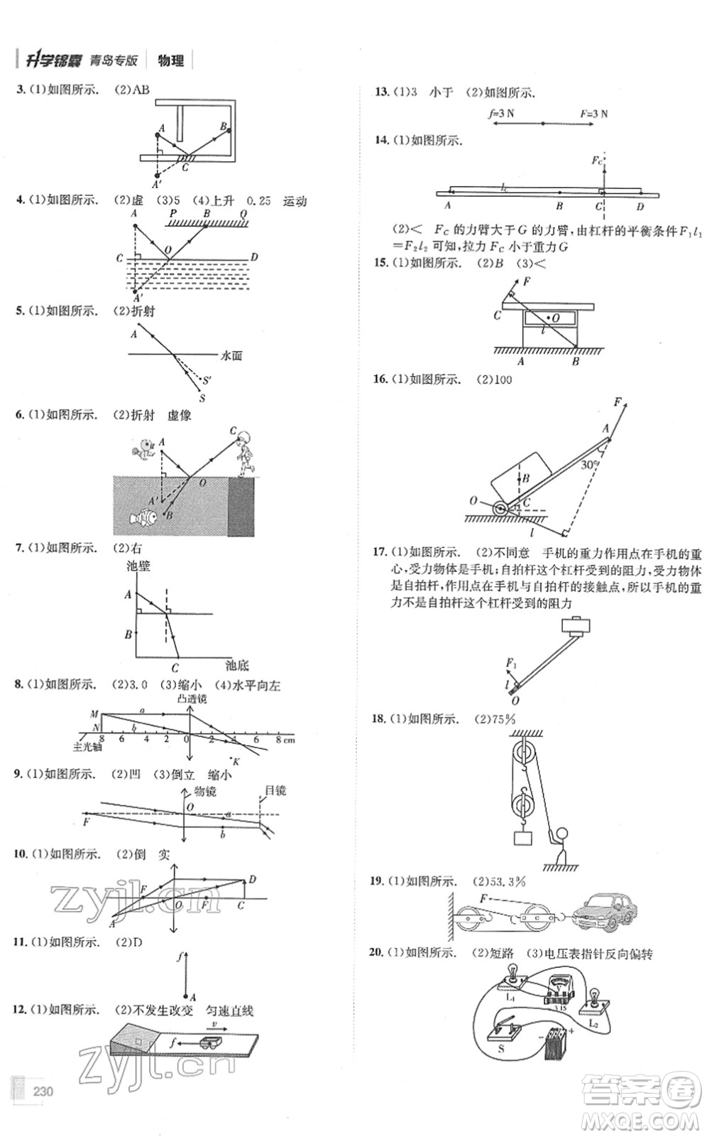 新疆青少年出版社2022升學(xué)錦囊九年級(jí)物理青島專版答案